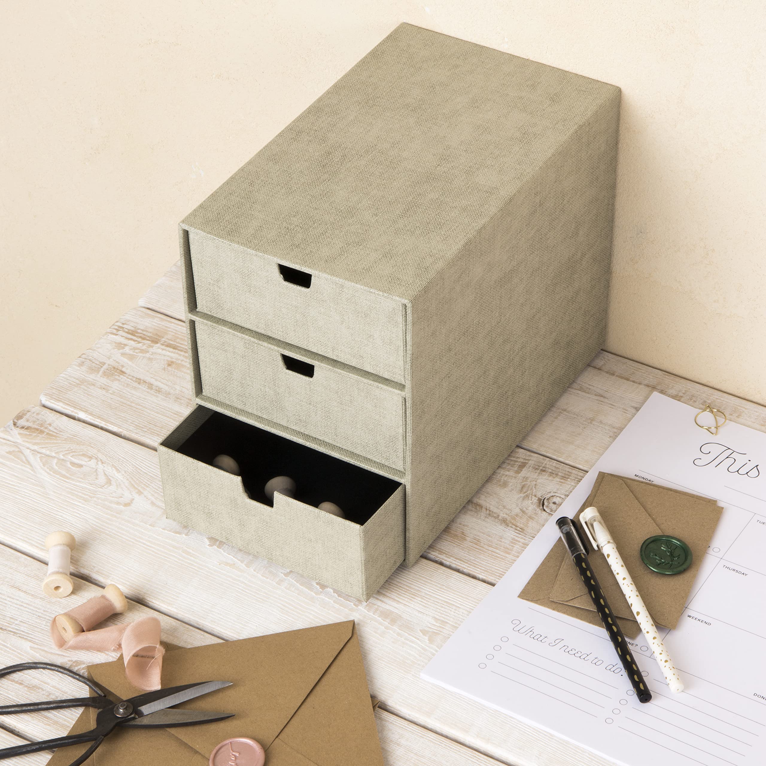 Bigso Box of Sweden 3-Tier Desktop Drawers, Desk Tidy Organiser for Stationery Storage - Image 2