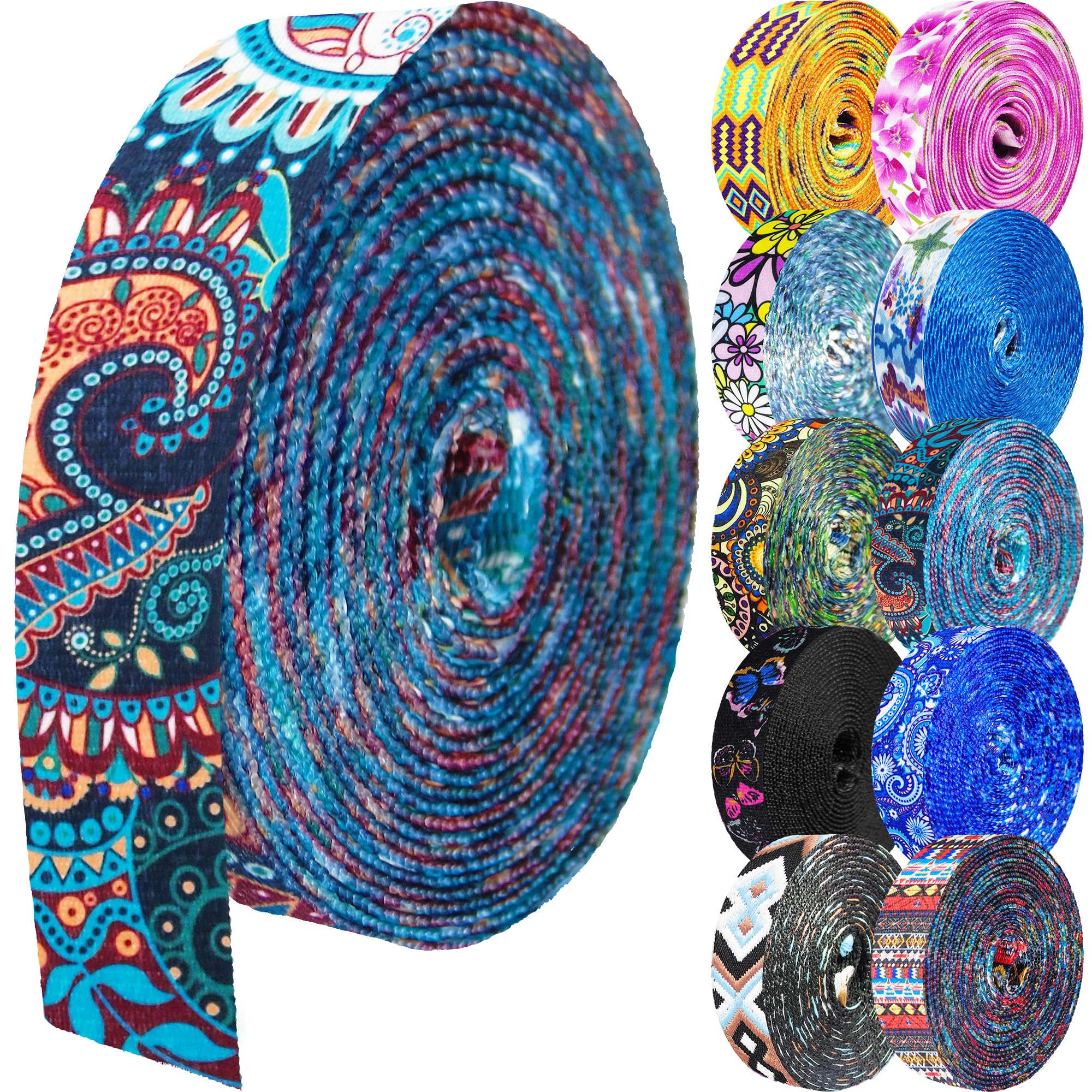 Grosun 1.5 inch Patterned Nylon Webbing Belt Webbing Straps Purse Straps Backpack Straps Nylon Belt