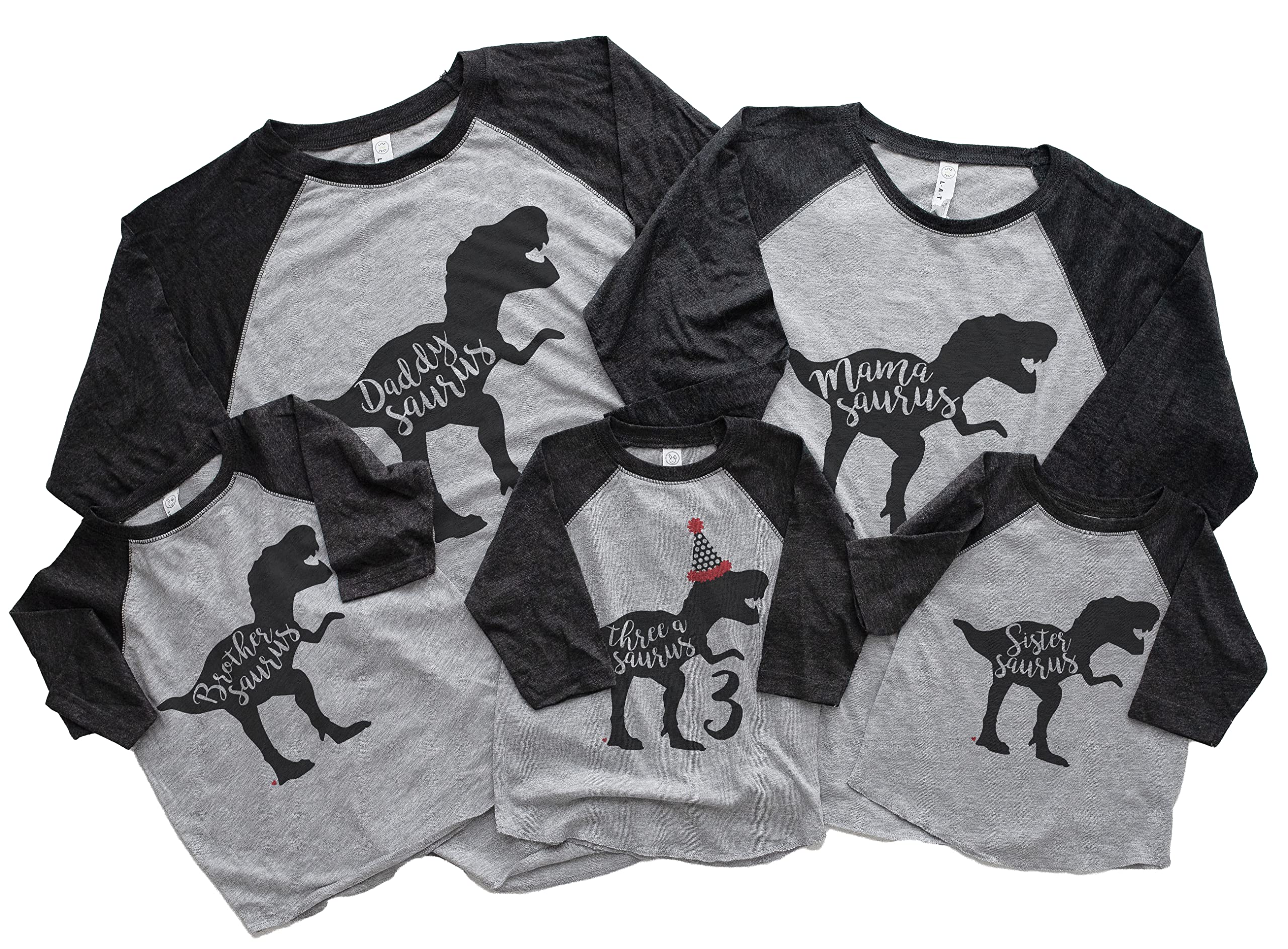 Matching Dino Dinosaur Saurus Birthday Shirts for The Family Grey Shirt