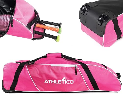 Athletico Bolsa de béisbol con ruedas, bolsa de bate de béisbol con ruedas para béisbol, tball, equipo de softbol para jóvenes, niños y adultos