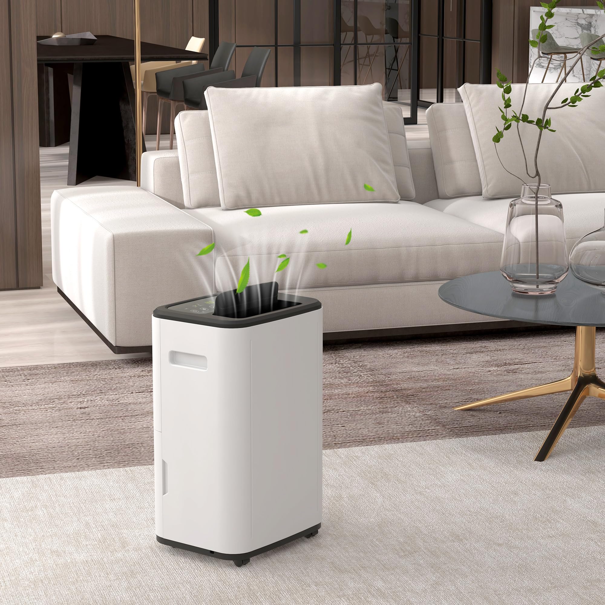 HOMCOM Deshumidificador Eléctrico 20L/Días Depósito de Agua 6L Blanco | Deshumidificador Silencioso, 3 Modos, 2 Velocidades, Ruedas, Pantalla LED, Temporizador, para 20-40 m²