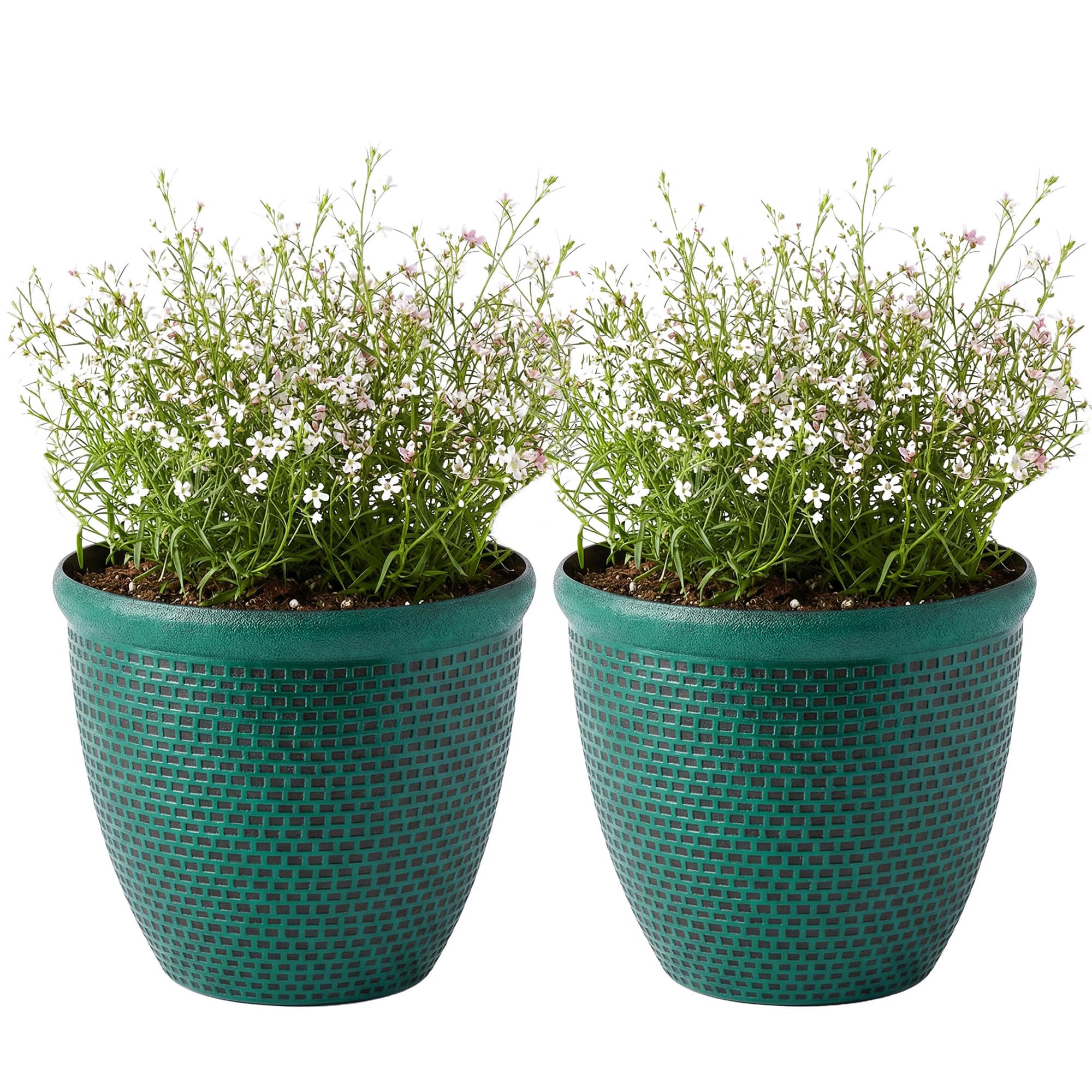 SG Traders 2 x Large Plastic Round Cromarty Plant Pot Flower Pot Planter Garden Decoration 36cm Plant Pot Outdoor Flower Pots Outside Garden Planters Outdoor With Drainage Holes