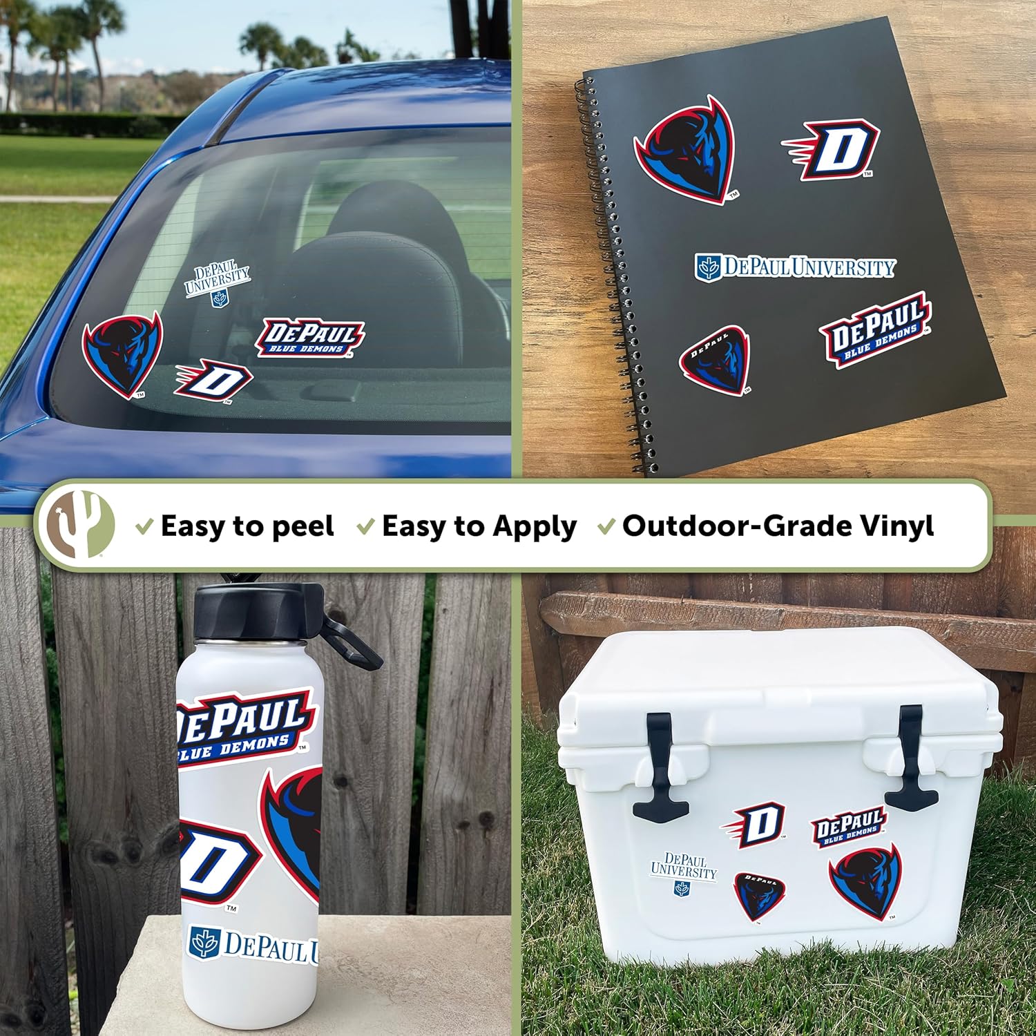 Desert Cactus DePaul University License Plate Frame and Stickers Bundle Gift Set Blue Demons Decals