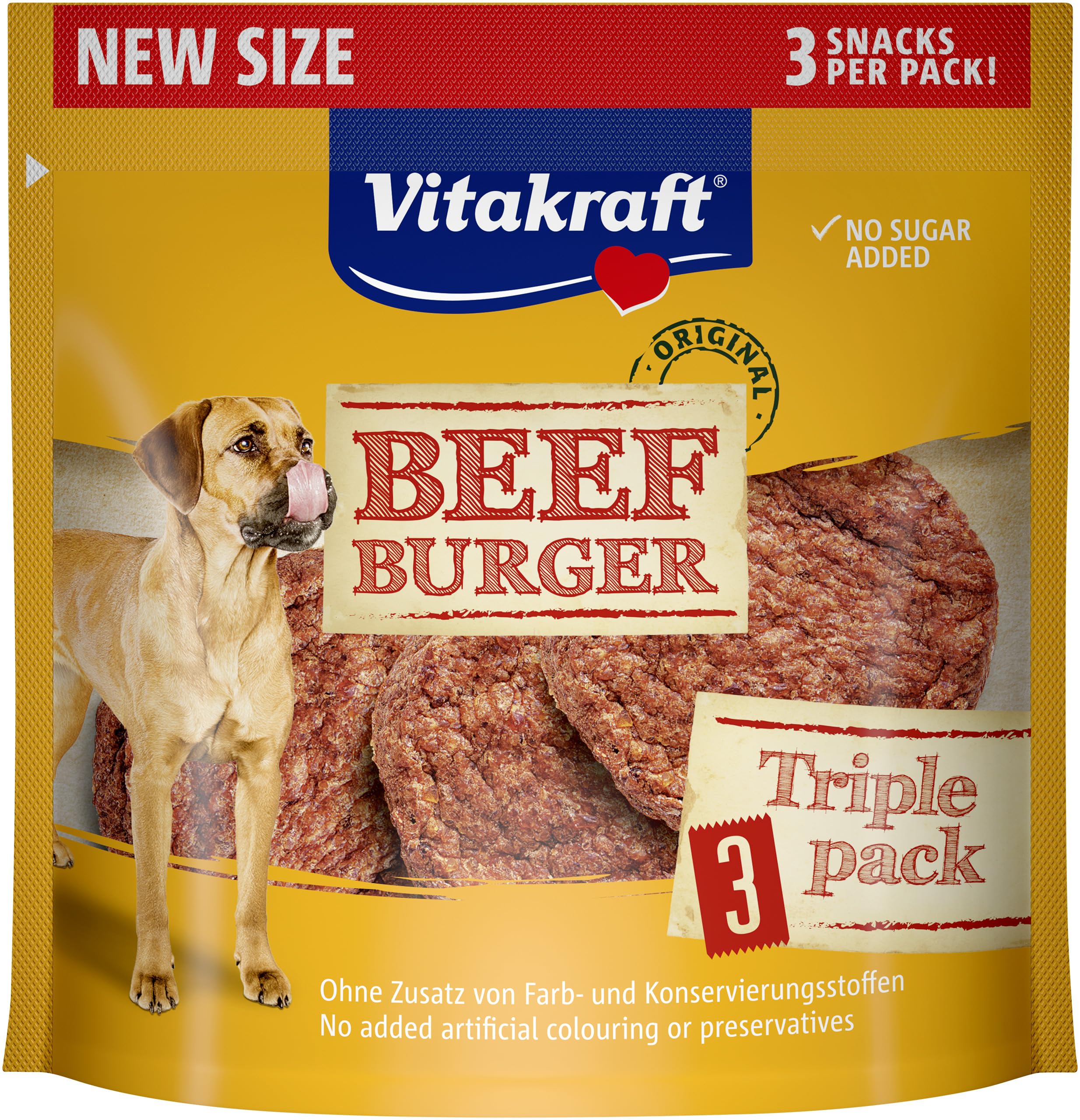 Vitakraft Beef Burger, Hundeleckerli, für zwischendurch und unterwegs, ohne Zusatz von Zucker (1x 27g)
