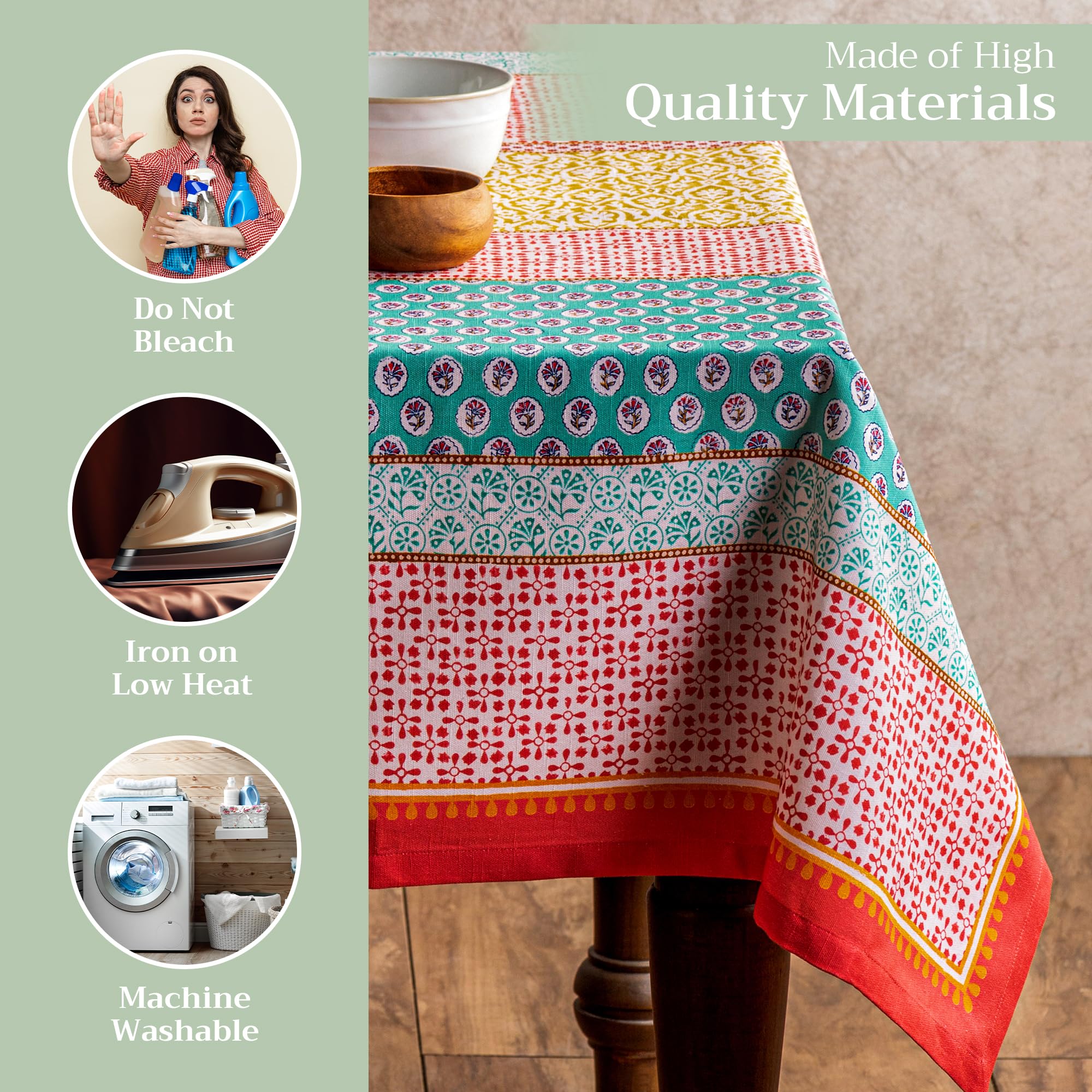 Maison d' Hermine Provence 100% algodón Mantel de Pascua para comedor de cocina | Mesa | Decoración | Fiestas | Bodas | Primavera/Verano (Cuadrado, 137 cm x 137 cm) | Reutilizable, para uso diario, para comer, fiestas, festivas y primavera y verano - Prov