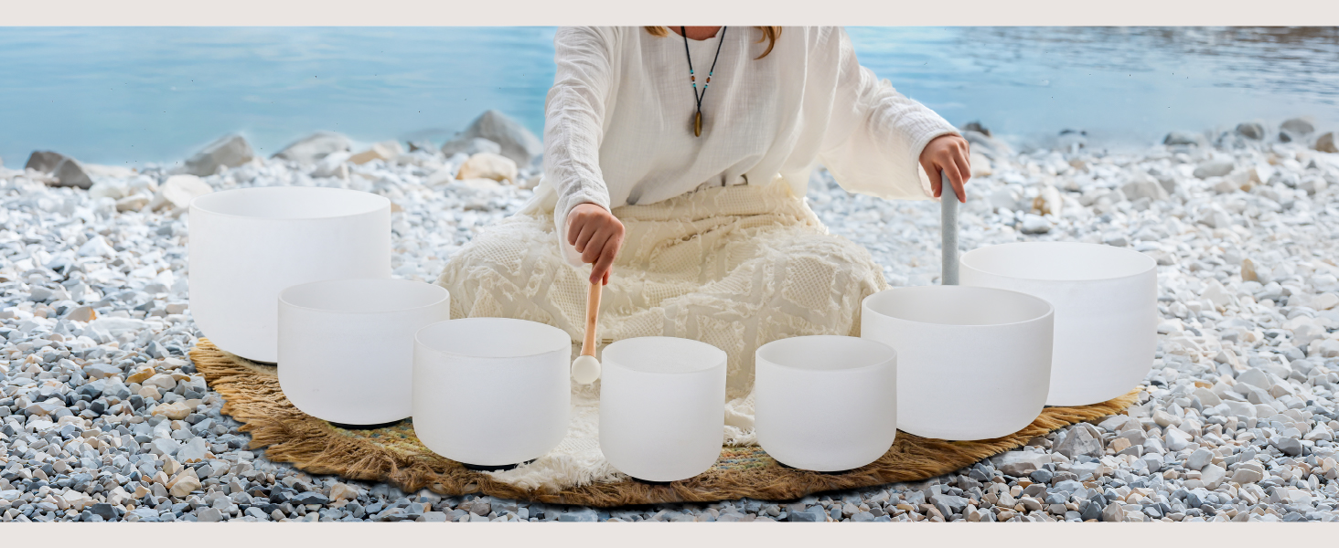 7" 8" 9" Crystal Singing Bowls Set - Sound Healing Bowls For Meditation, Yoga, Chakra With Travel Bag