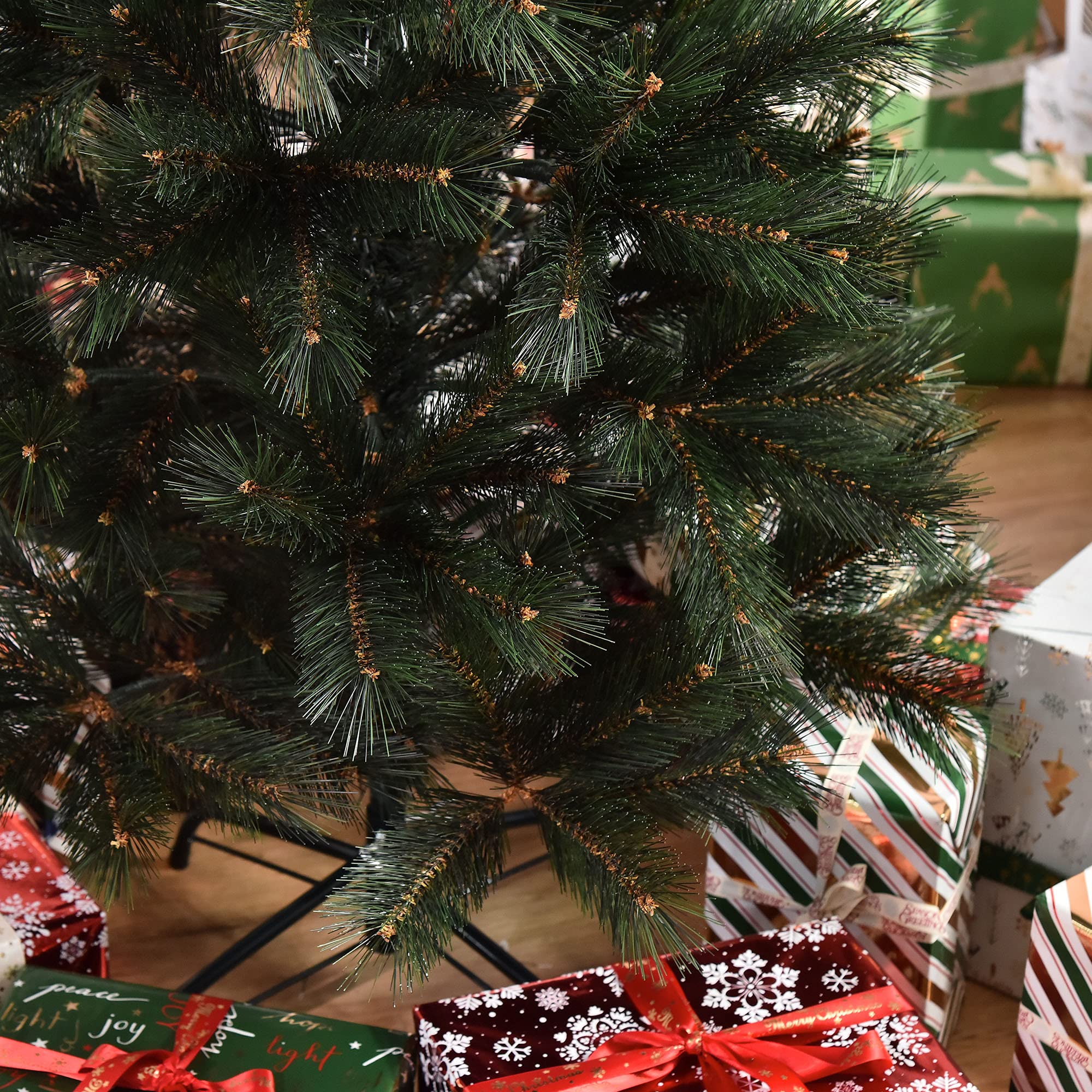 HOMCOM Árbol de Navidad 150 cm Artificial 219 Agujas PVC Ignífugo Verde