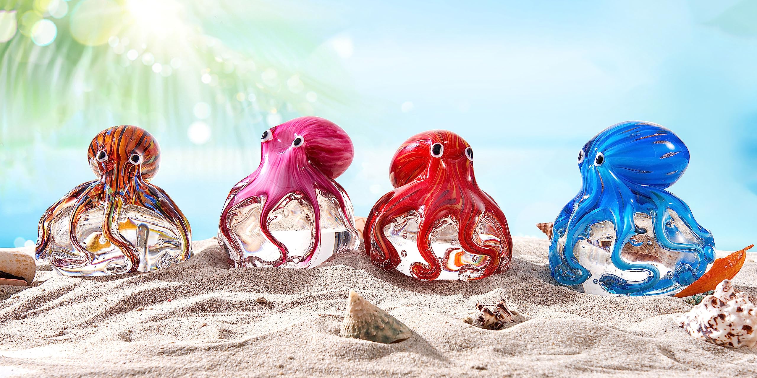 EUSTUA undgeblasene Oktopus-Figur aus Glas, eerestier