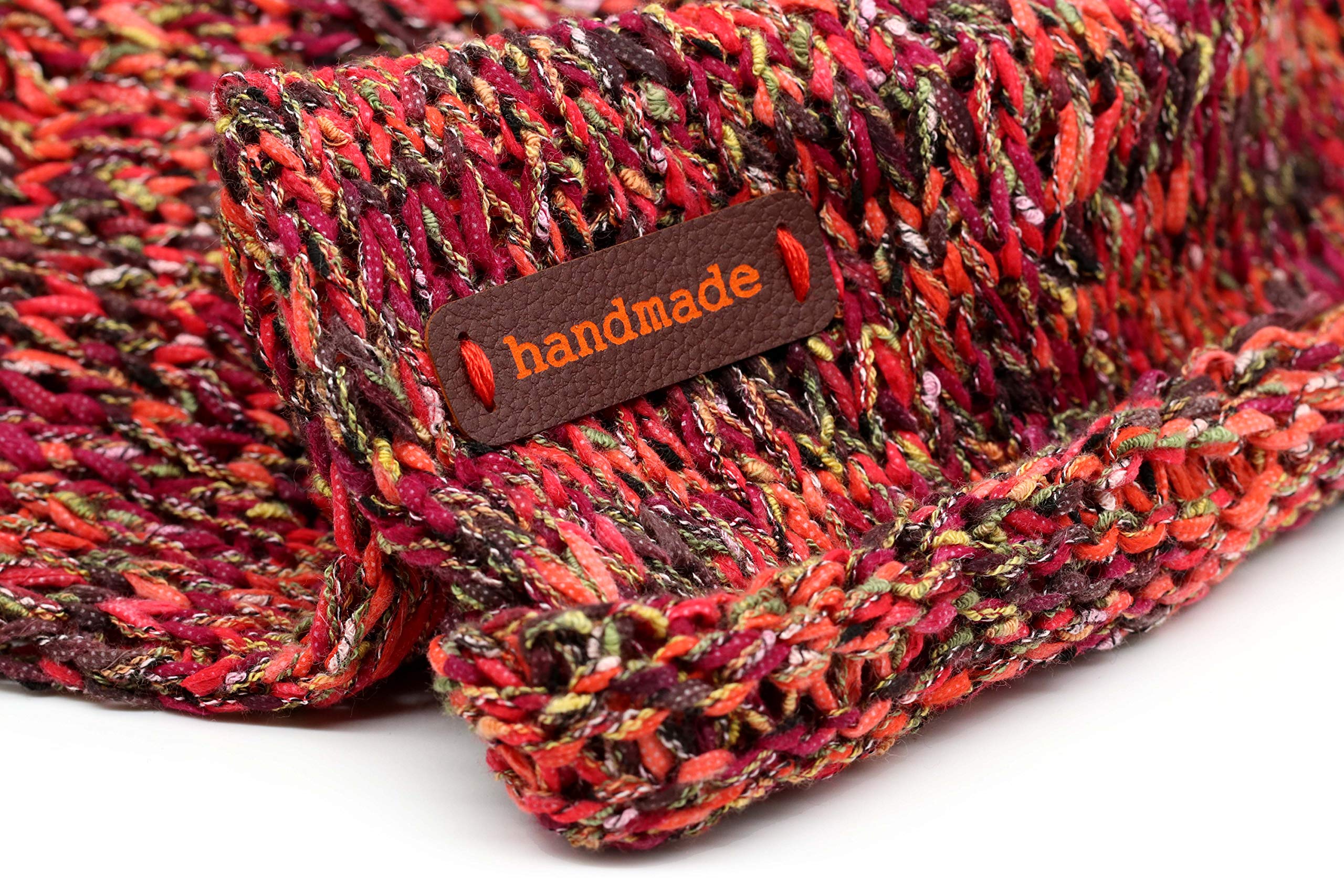 3DP Handmade Etichette Personalizzate PU Piane - Arancione-Marrone MOD HMC - Etichette rettangolari Etichette Handmade da Cucire Fatto a Mano in Italiano (30 Pezzi - Testo Personalizzato)