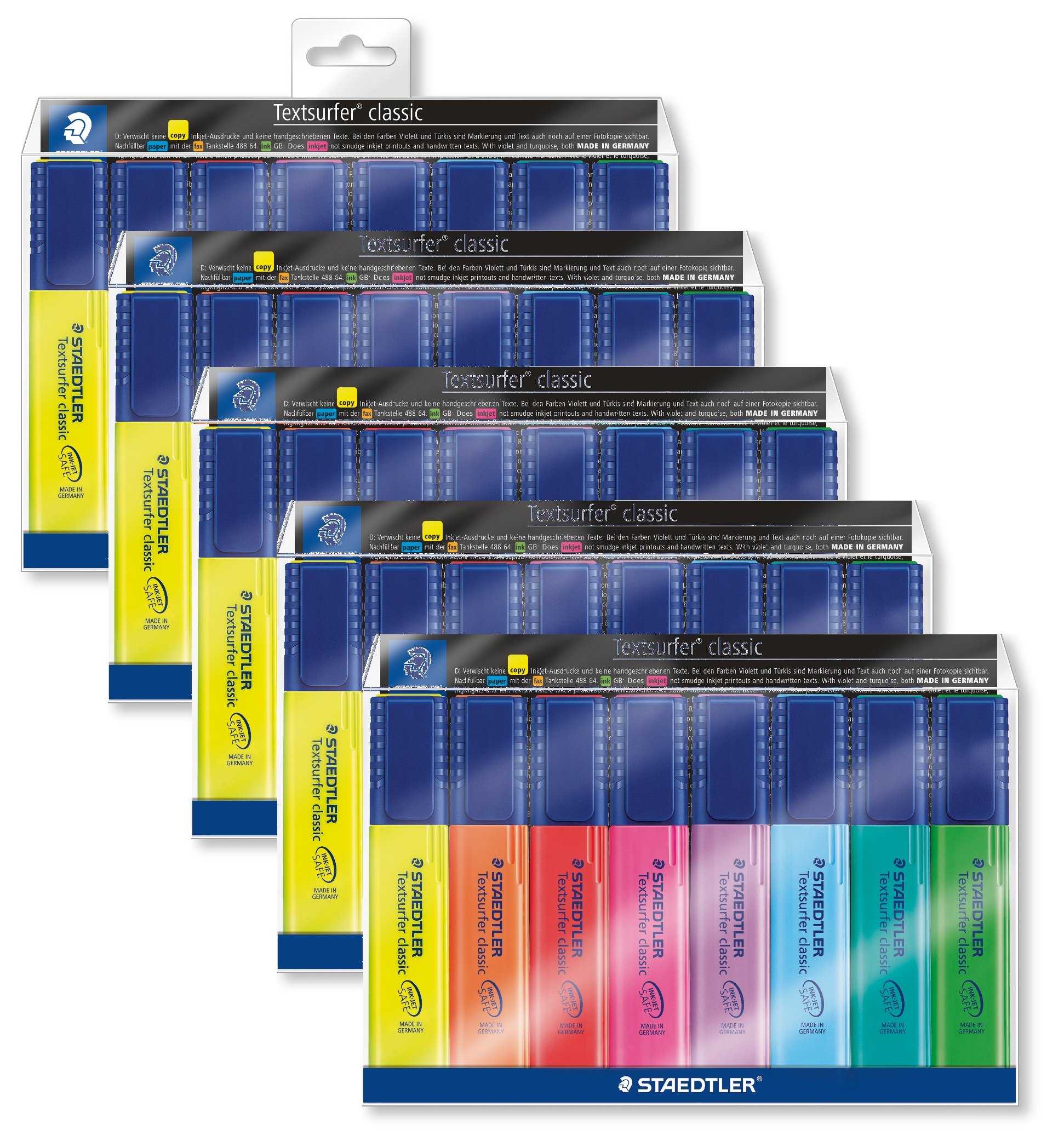 Textsurfer Classic Highlighter, Chisel Tip, Blue/Green/Orange/Pink/Purple/Red/Turquoise/Yellow, 8 per Set (364WP8)