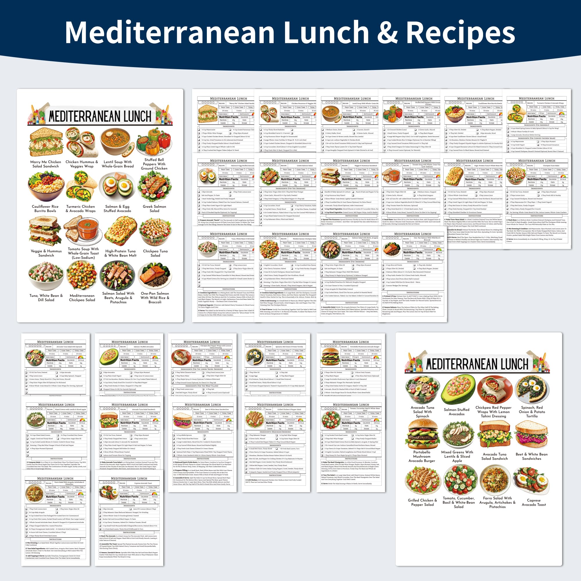 Simple & Easy - Libro de cocina de dieta mediterránea para principiantes y personas mayores, libro de recetas mediterráneas con planes de comidas, lista de alimentos y aperitivos, cuaderno de cocina