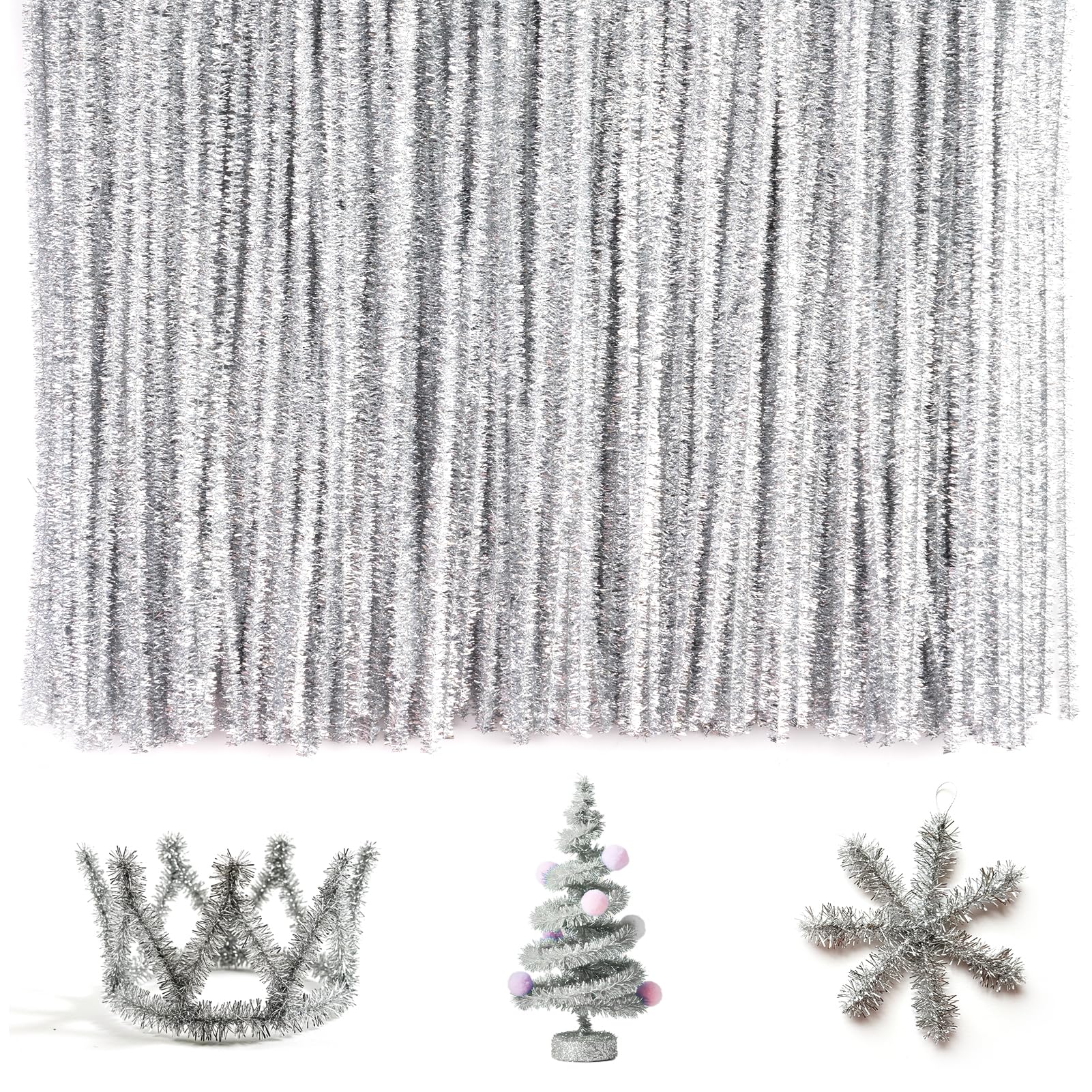 Caydo 200 Pieces Silver Pipe Cleaners Craft