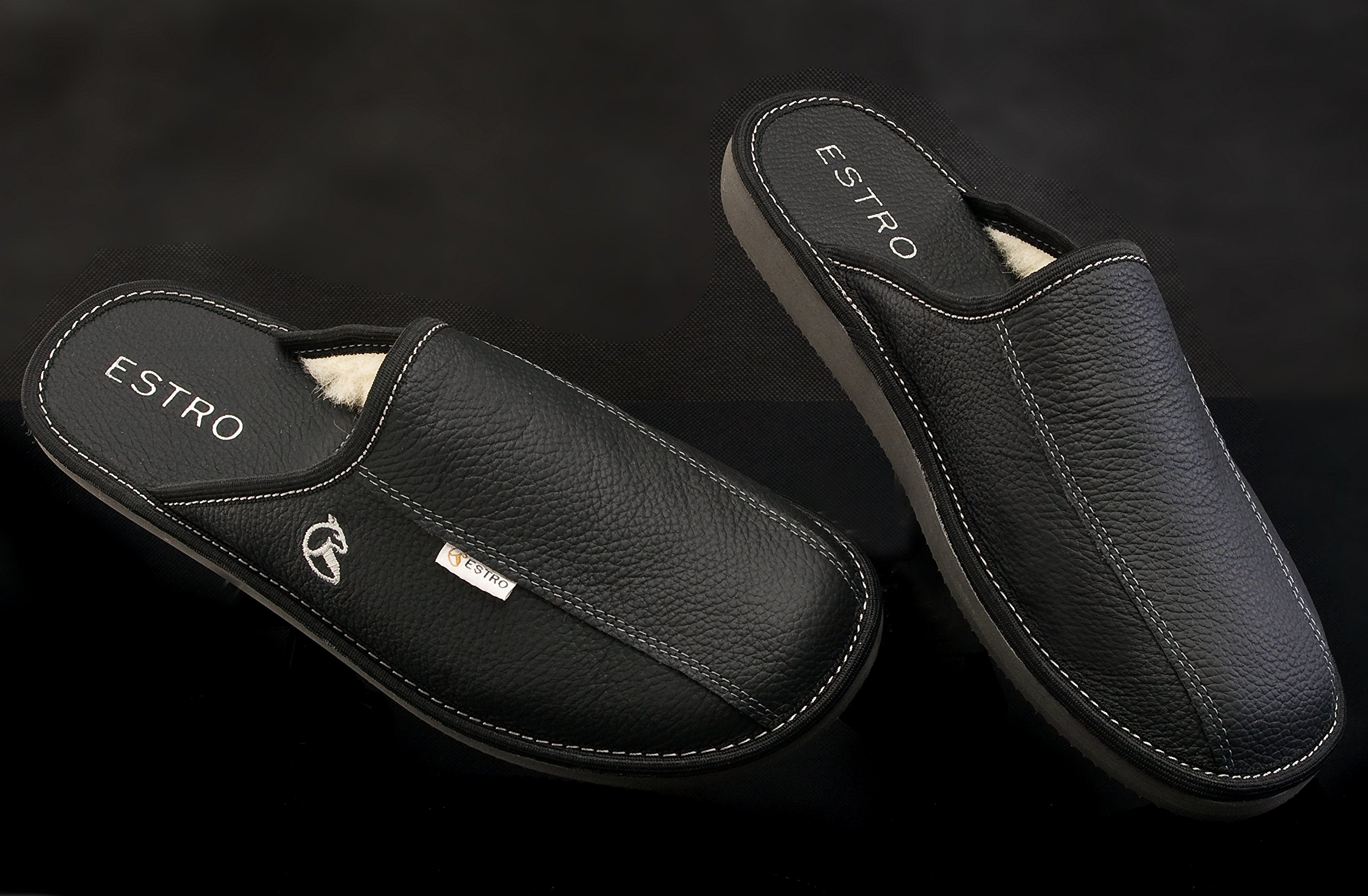 ESTRO Mens Slippers Men House Shoes Leather Home Mule Men's Slipper Memory Sole Frost