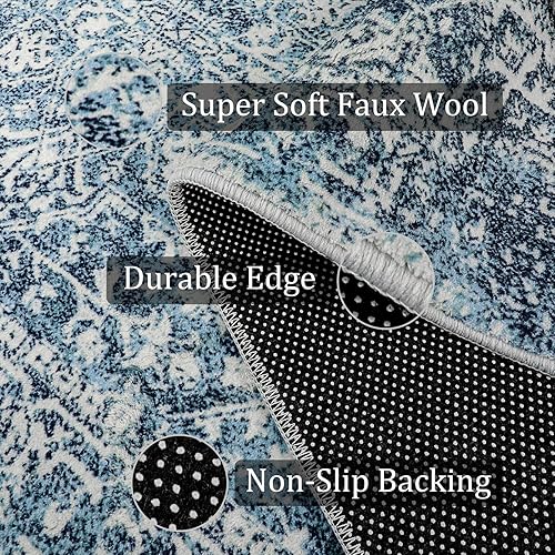 Miniatura 3 de Morebes Alfombra bohemia de 4 x 6 pies para sala de estar, lavable y resistente a las manchas, alfombra antideslizante para dormitorio, alfombra