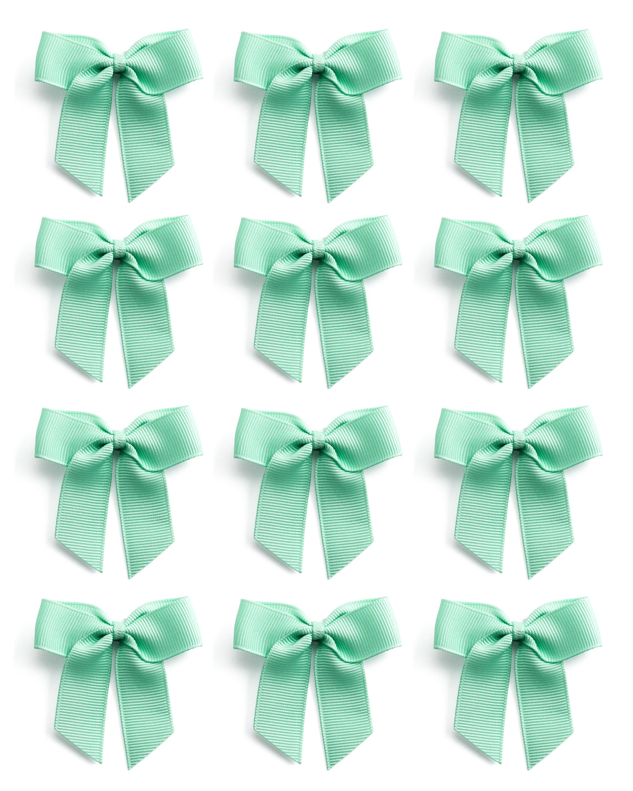 Italian Options Small Grosgrain Ribbon Bows, Self Adhesive Bows for Crafting, Gifts, Sewing, Hair Bow, Wedding Stationery, Floristry, Cakes, Crafts, Decorations, Mint Green, 24 Pack, 5cm