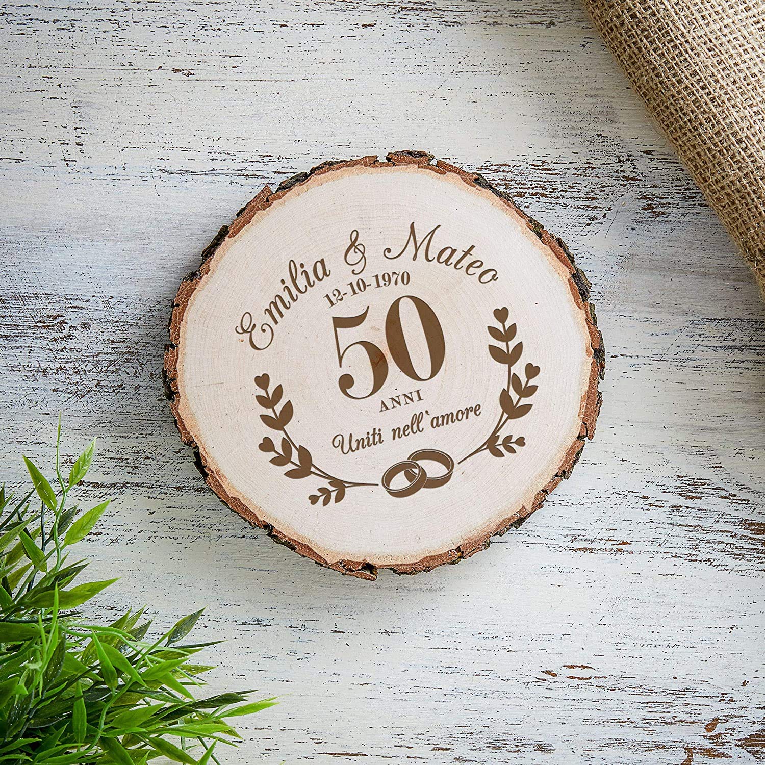 Fetta Di Tronco D'Albero Naturale Con Corteccia, Decorazione Rustica Shabby Chic Per Matrimoni E Casa, Diametro 32-35 Cm, Peso 1 Kg