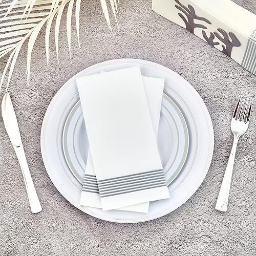 Miniatura 4 de LITOPAK Paquete de 200 toallas de invitados desechables, suaves y absorbentes, toallas de papel para invitados, para baños, fiestas, bodas o