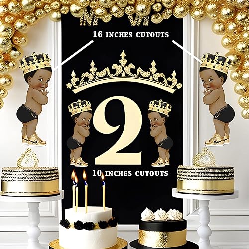 Miniatura 2 de Pañal negro con recortes del Principito para centros de mesa, baby shower, decoración de fiesta de primer cumpleaños, tenis con corona dorada