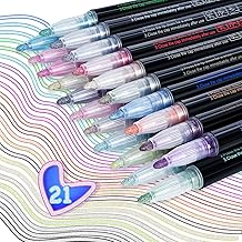 ANYUKE 21 Magische Stifte Glossy Magic Pens Outline Marker Metallic, Doppellinien für Weihnachten Karten Adventskalender Handlettering Fotoalbum Scrapbook Planer Steine Glitzerstifte