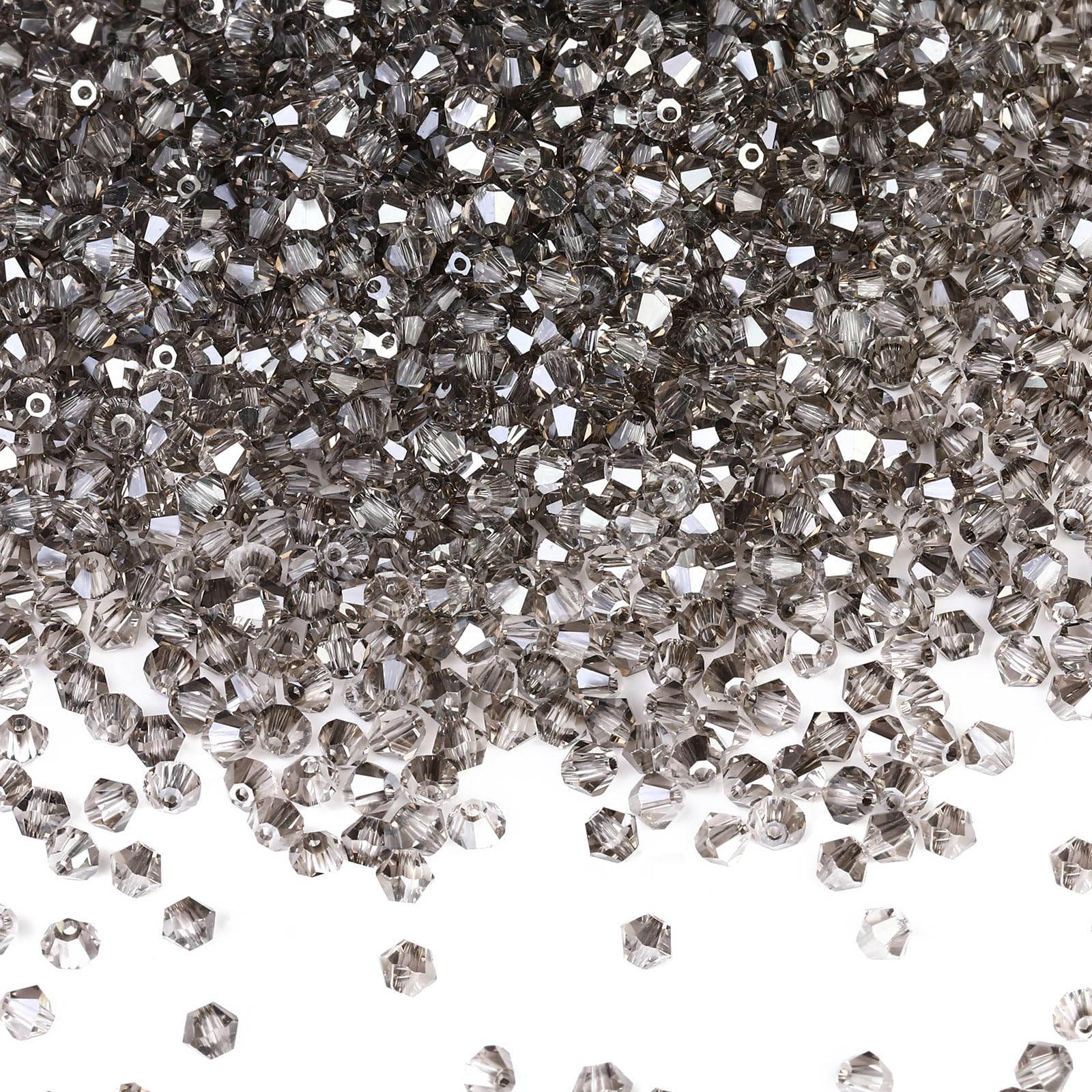 DoDoBeads 720 Pcs 4mm Bicone Crystal Gray Glass Beads for Bracelet and Jewellery Making, Small Beads for Friendship Bracelets — image 1