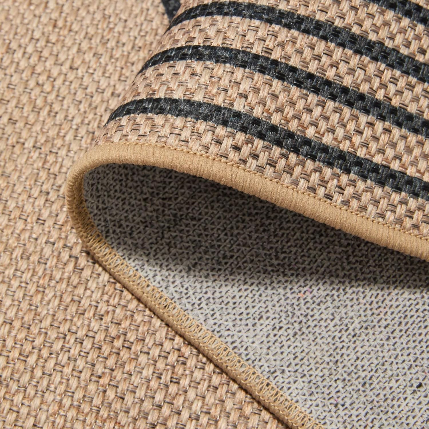 Latte&Fog Modern Easy Jute Runner Rug, 2x6 Hallway Kitchen Runner Rug, Black and Brown Washable Indoor Outdoor Non Slip Long Carpet for Hallway, Kitchen, Entryway, Laundry Room, Patio and Porch