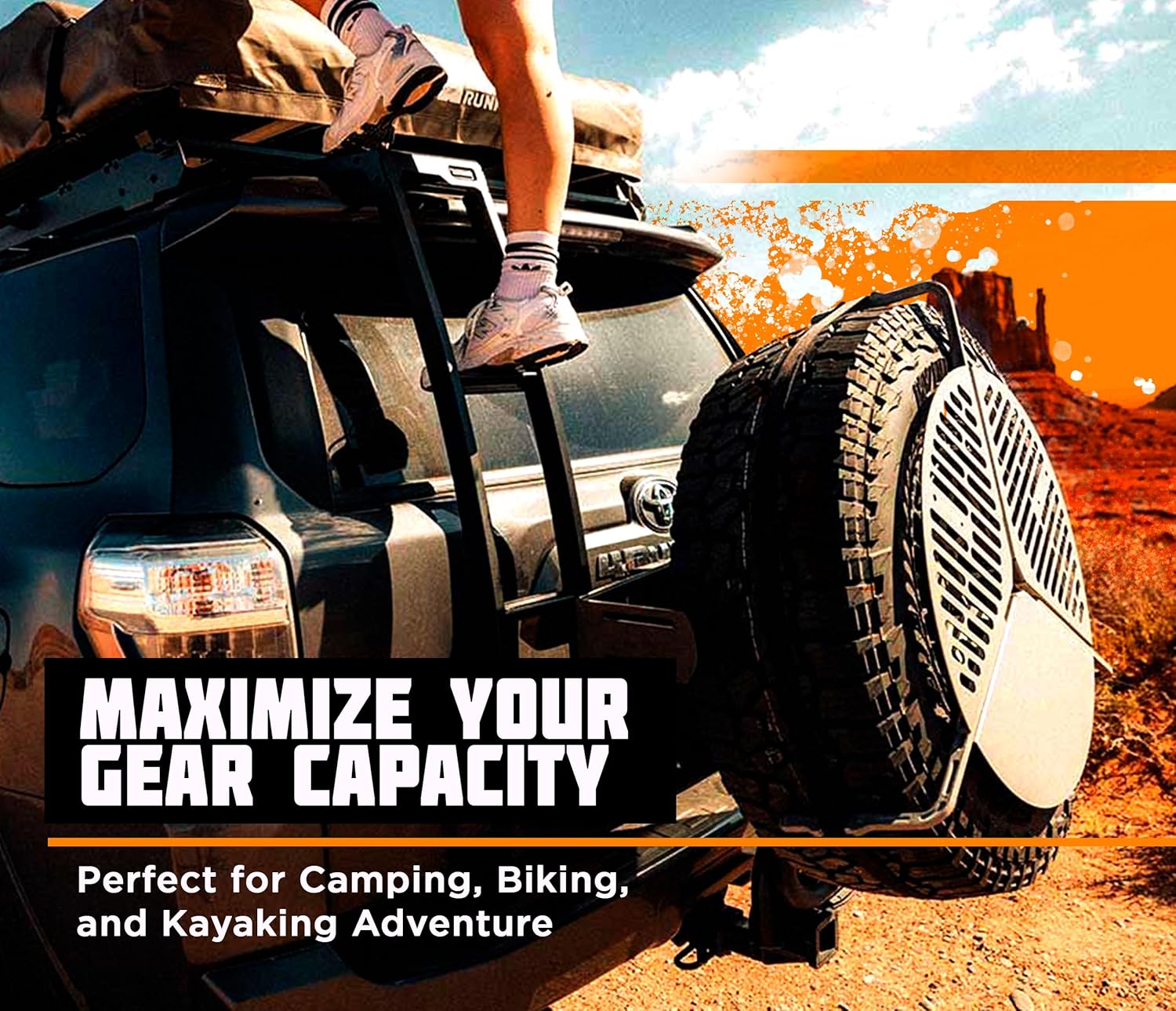 Summit Roof Ladder Compatible with Toyota 4Runner - Aluminum Hatch Ladder Off-Road Vehicles - Fits for 4Runner Models 2010-2024 - Corrosion-Resistant Roof Accessory - 250 lbs