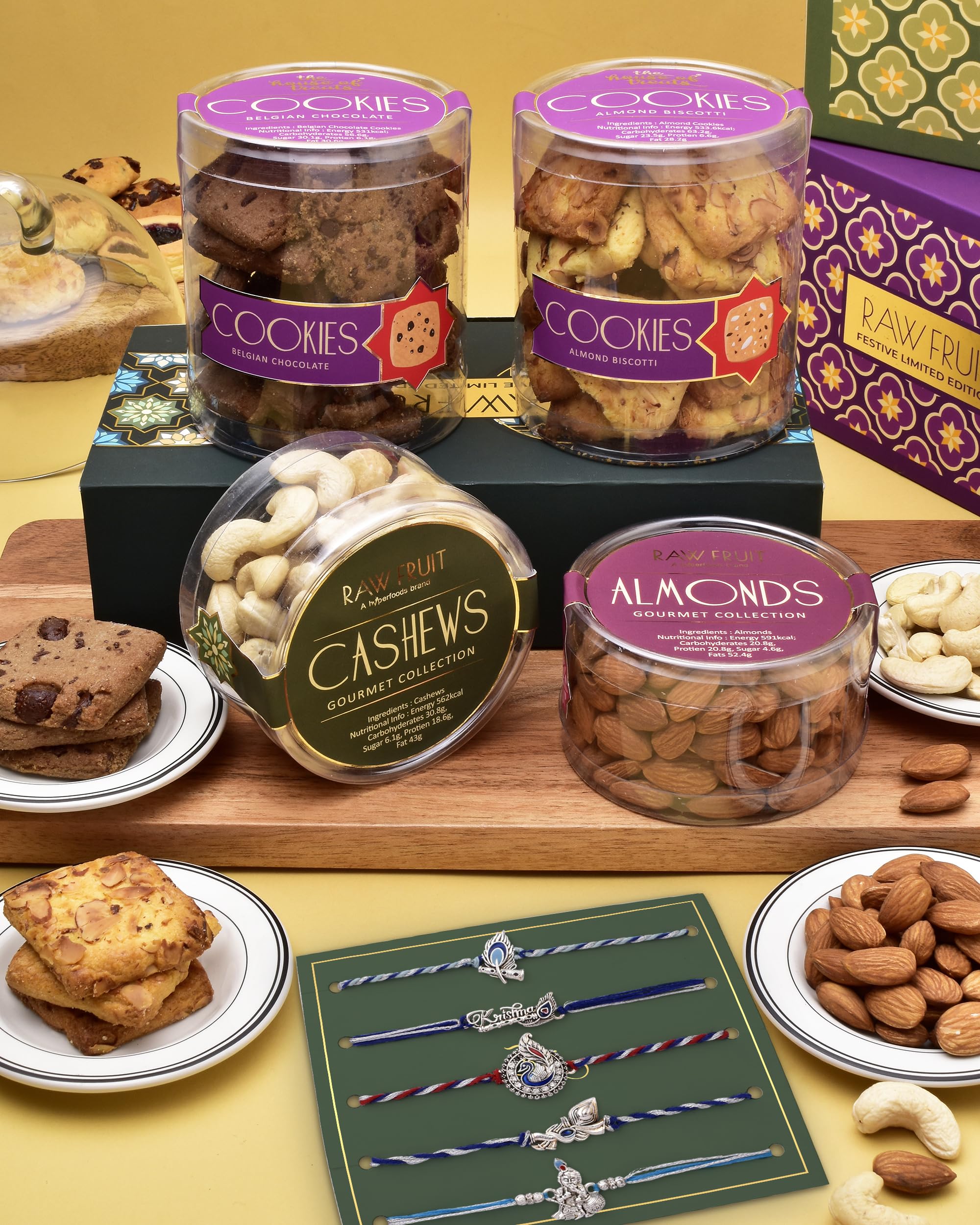 Rakhi Set Of 5 Dry Fruits Combo Pack Rakhi Gift For Brother Rakhi Hamper Cookies Gift Pack Cashew Almond Cocolate Cookies Almond Biscuit Krishna Rakhi Set Of 5 (B0CD7FCZGK) Amazon Price History, Amazon Price Tracker