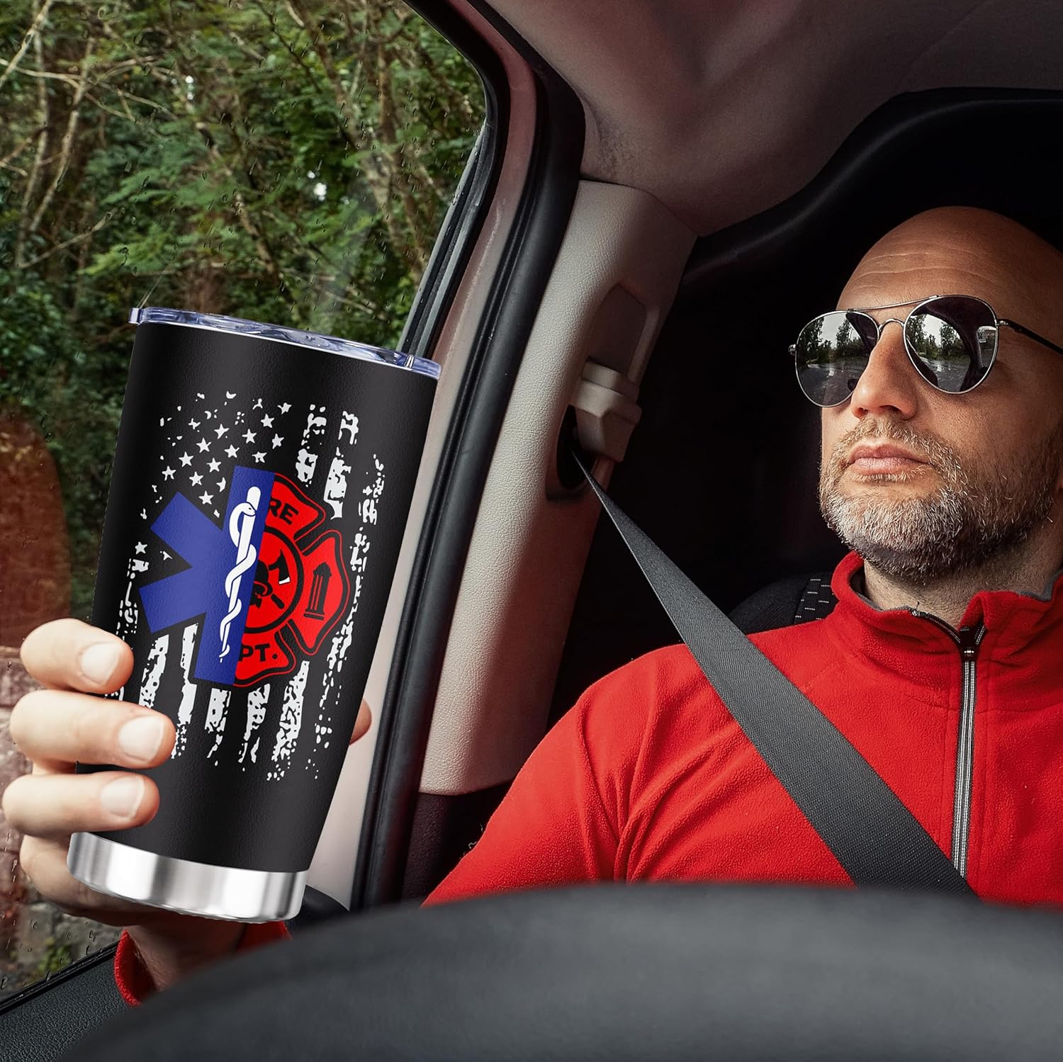 ZANIION EMT Firefighter Gifts Tumbler 20oz 1PC, First Responder Gift For Women/Men, Paramedic Fireman Firewoman EMS Birthday Gift Ideas, Fd Emergency Department, First In Last Out Responder Coffee Cup - Image 2