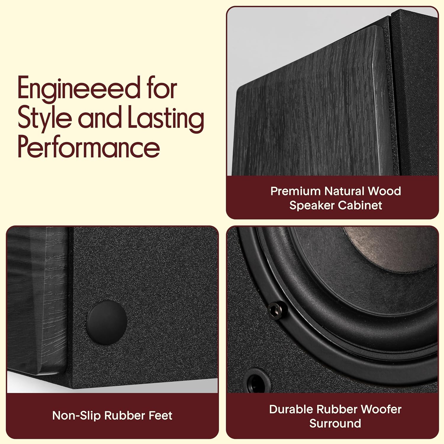 Pyle Powered Bookshelf Speaker System with Bluetooth, 80W Active Stereo Speakers, Bass Reflex Natural Wood Cabinet, Hi Def ARC, Optical, Coax, Subwoofer Out, for Home Theater, Computer, Studio (Pair)