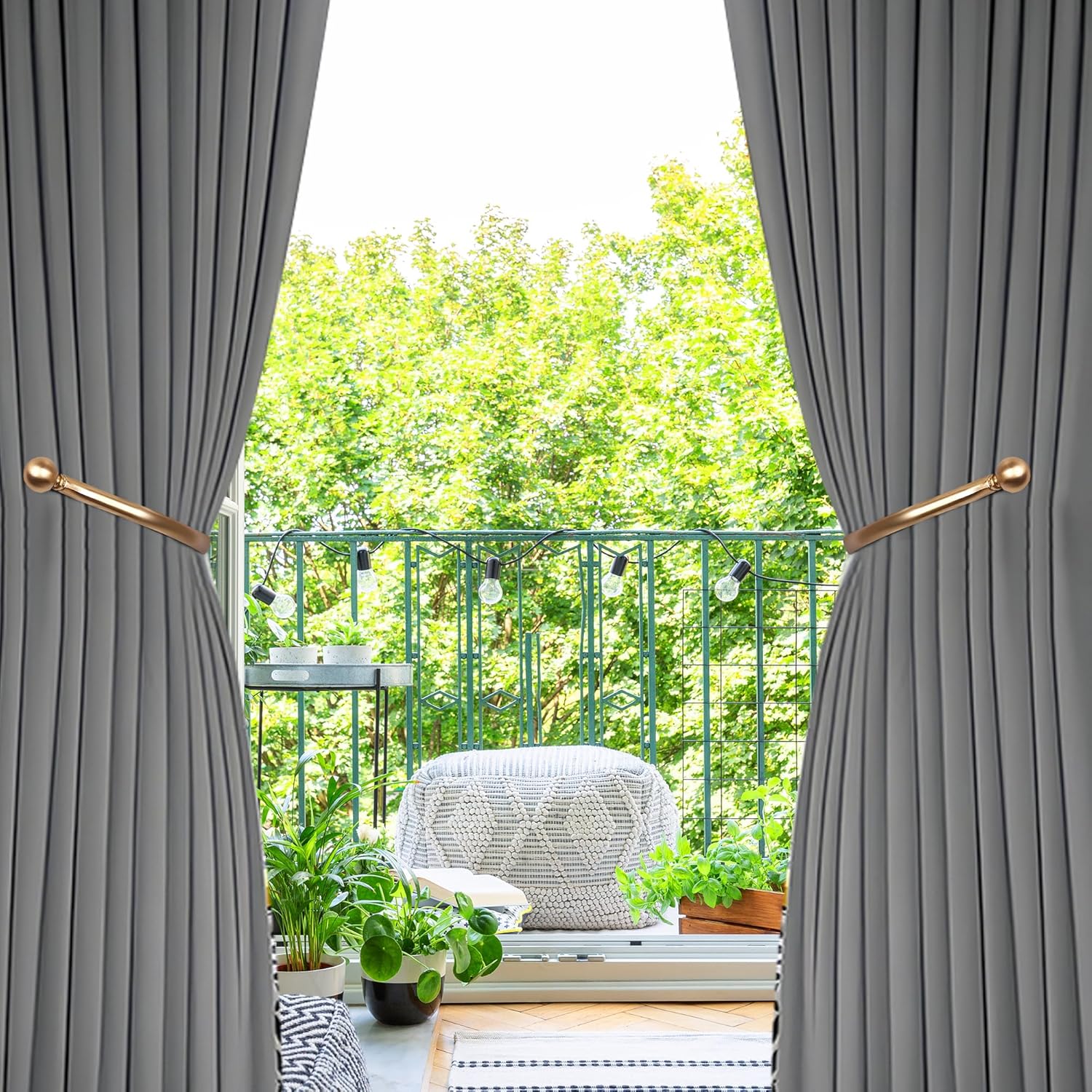 Mini Ball Curtain Holdbacks 4 Pack,Solid Zinc Alloy Wall Mounted Curtain Tiebacks & Hooks, Unique Shape Curtain Holders， Modern Curtain Pull Backs for Drapes, Curtains,Warm Gold