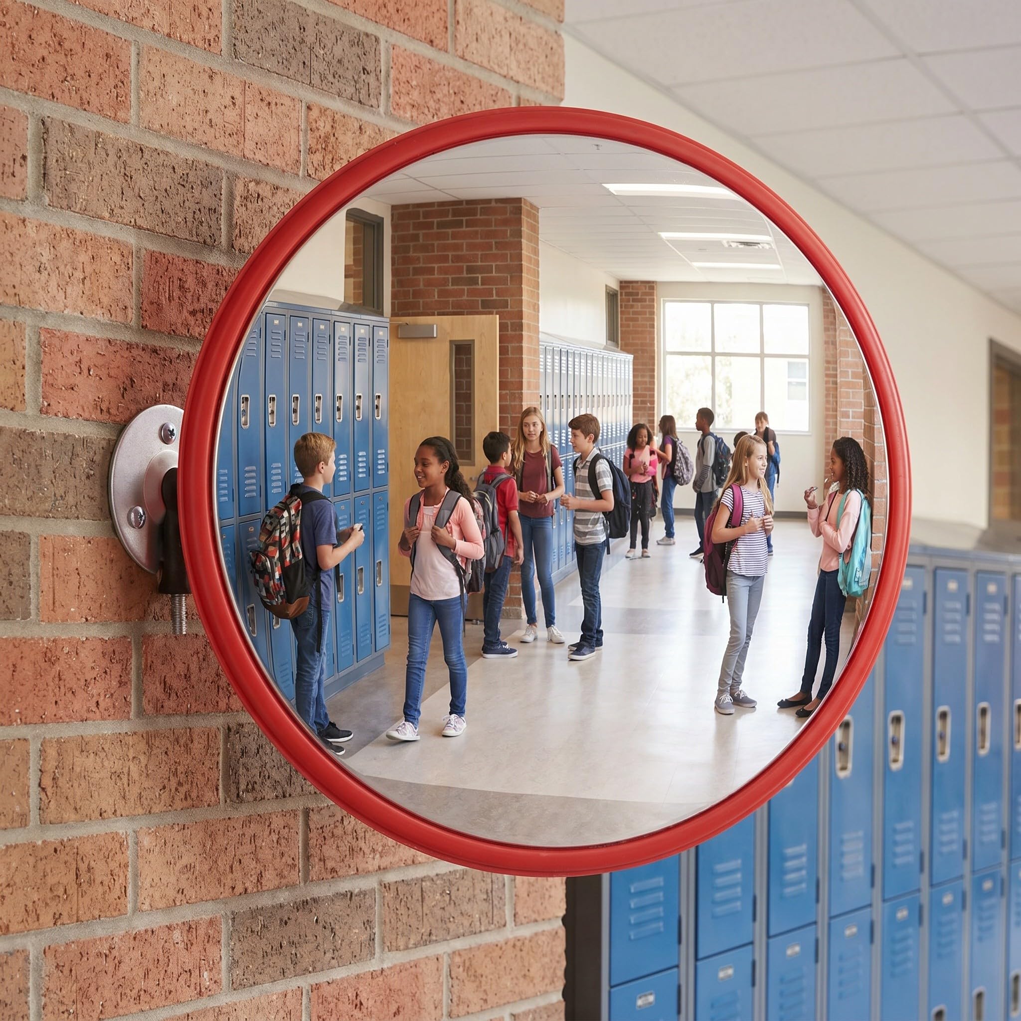 Kisangel Miroir convexe d'intérieur, miroir de circulation grand angle pour une sécurité accrue dans les bureaux, entrepôts, parkings et zones d'angle mort, orange