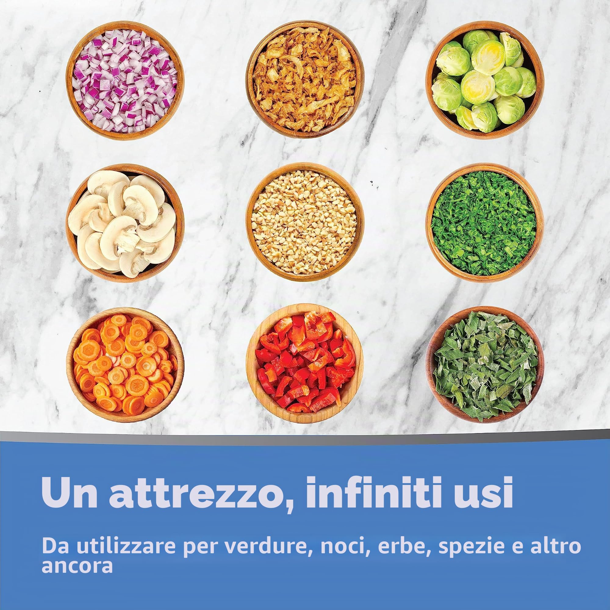 Slap Chop - Tritatutto originale con lame giapponesi in acciaio inox e apertura a farfalla per una facile pulizia – gadget tritatutto – mini tritatutto per insalate – accessorio da cucina