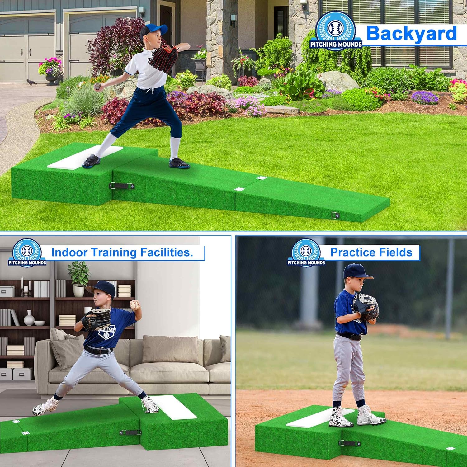 Pitching Mound, Portable Pitching Mound for Baseball Pitchers, 6” Foldable Pitching Mounds with Regulation Pitching Rubber for Baseball Softball Pitching Training