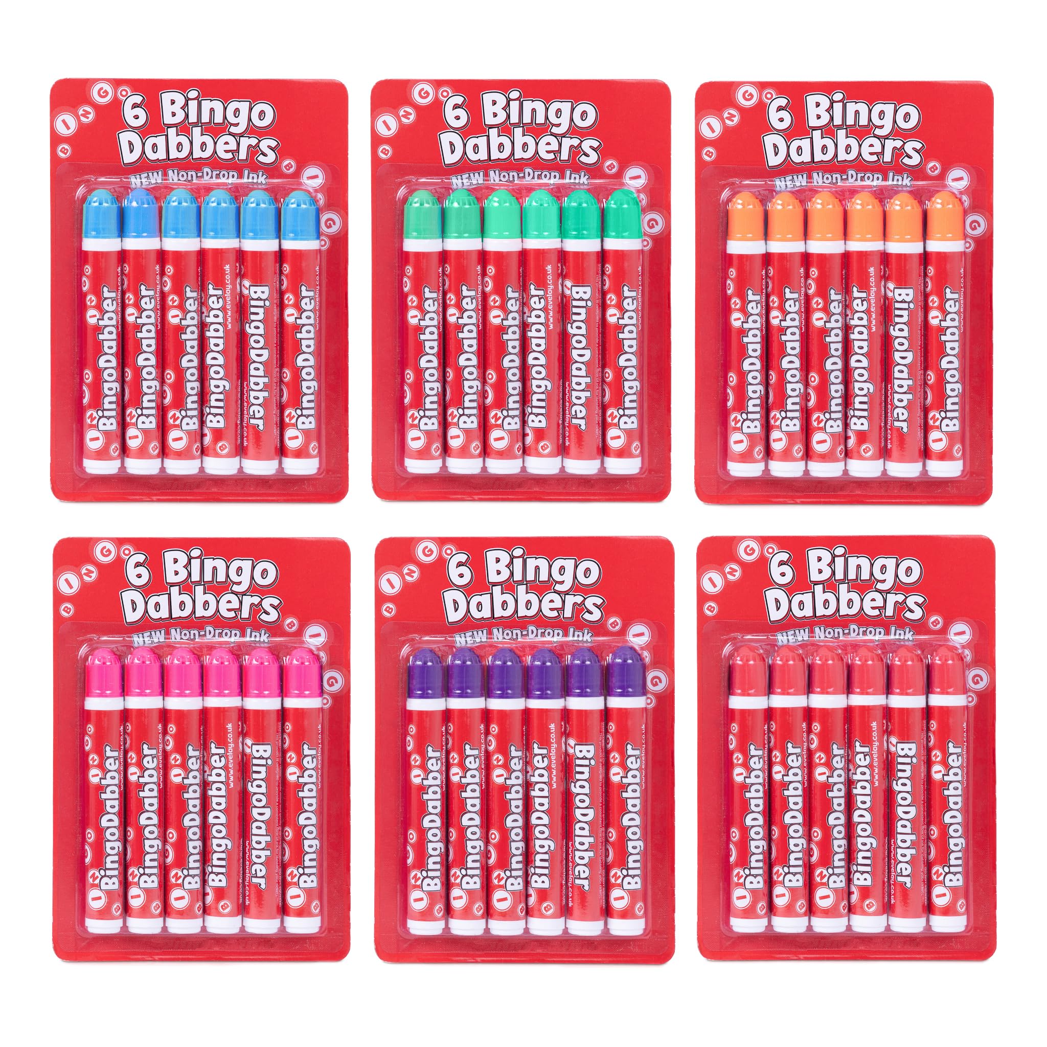 evelay 6 Bingo Dabbers – 20 ml Slimline Marker | sortiert oder einfarbig | tropffreie Tinte für reibungsloses Markieren | Orange | langlebige Bingo-Stifte für Zuhause oder Club