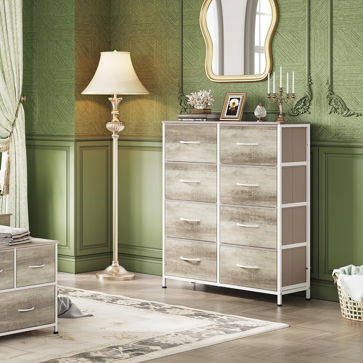 WLIVE Fabric Dresser for Bedroom, Tall Dresser with 8 Drawers, Storage Tower with Fabric Bins, Double Dressers, Chest of Drawers for Closet, Living Room, Hallway, Greige - Image 2