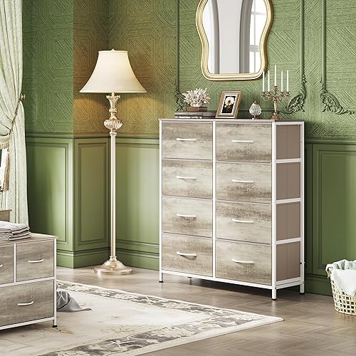 Miniatura 2 de WLIVE Cómoda de tela para dormitorio, cómoda alta con 8 cajones, torre de almacenamiento con cubos de tela, cómoda doble, cómoda para armario, sala