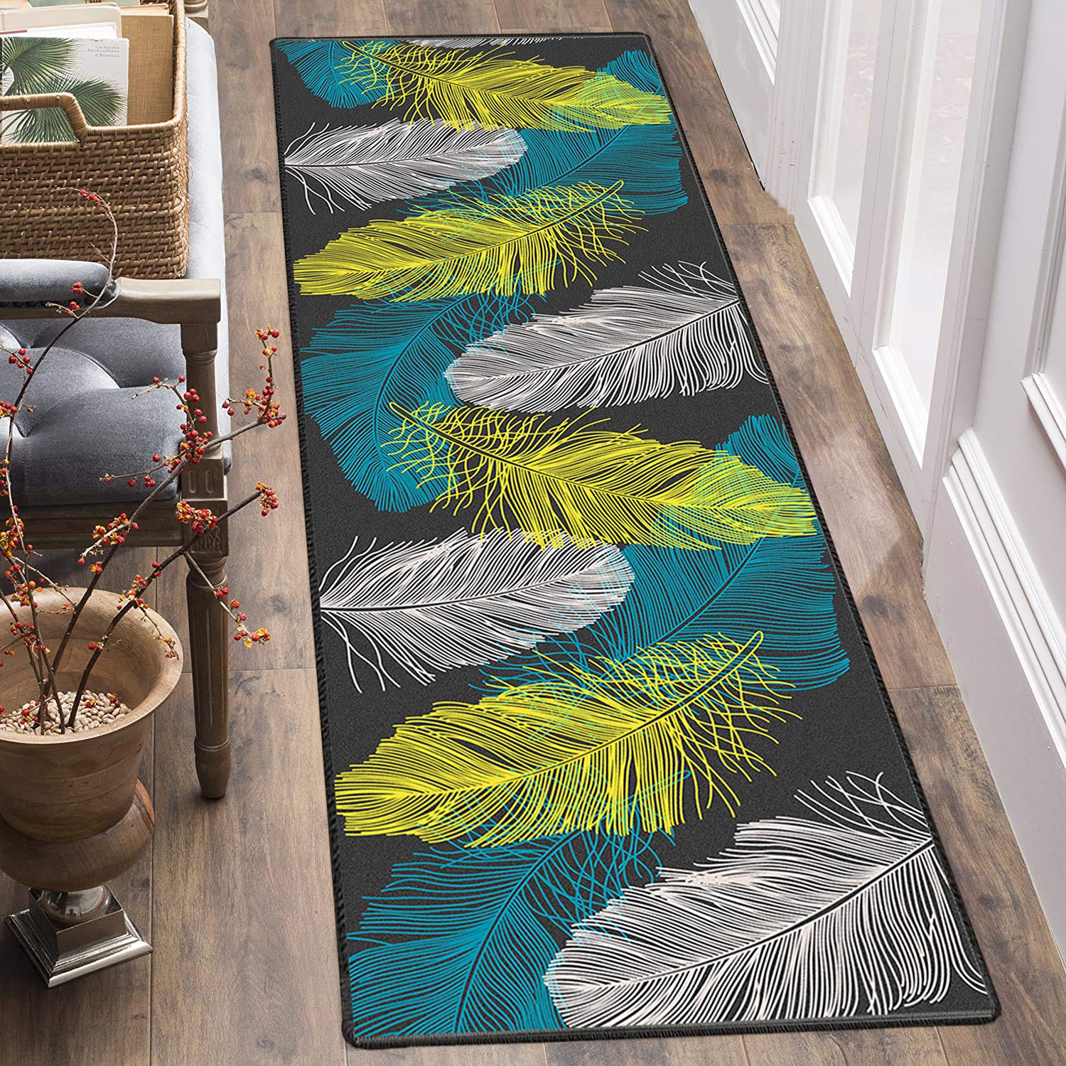 Bawełniane dywaniki 90 x 220 cm, maty kuchenne antypoślizgowe gumowe podkładki kuchenne antypoślizgowe można prać do salonu sypialni na podłogę - R-9