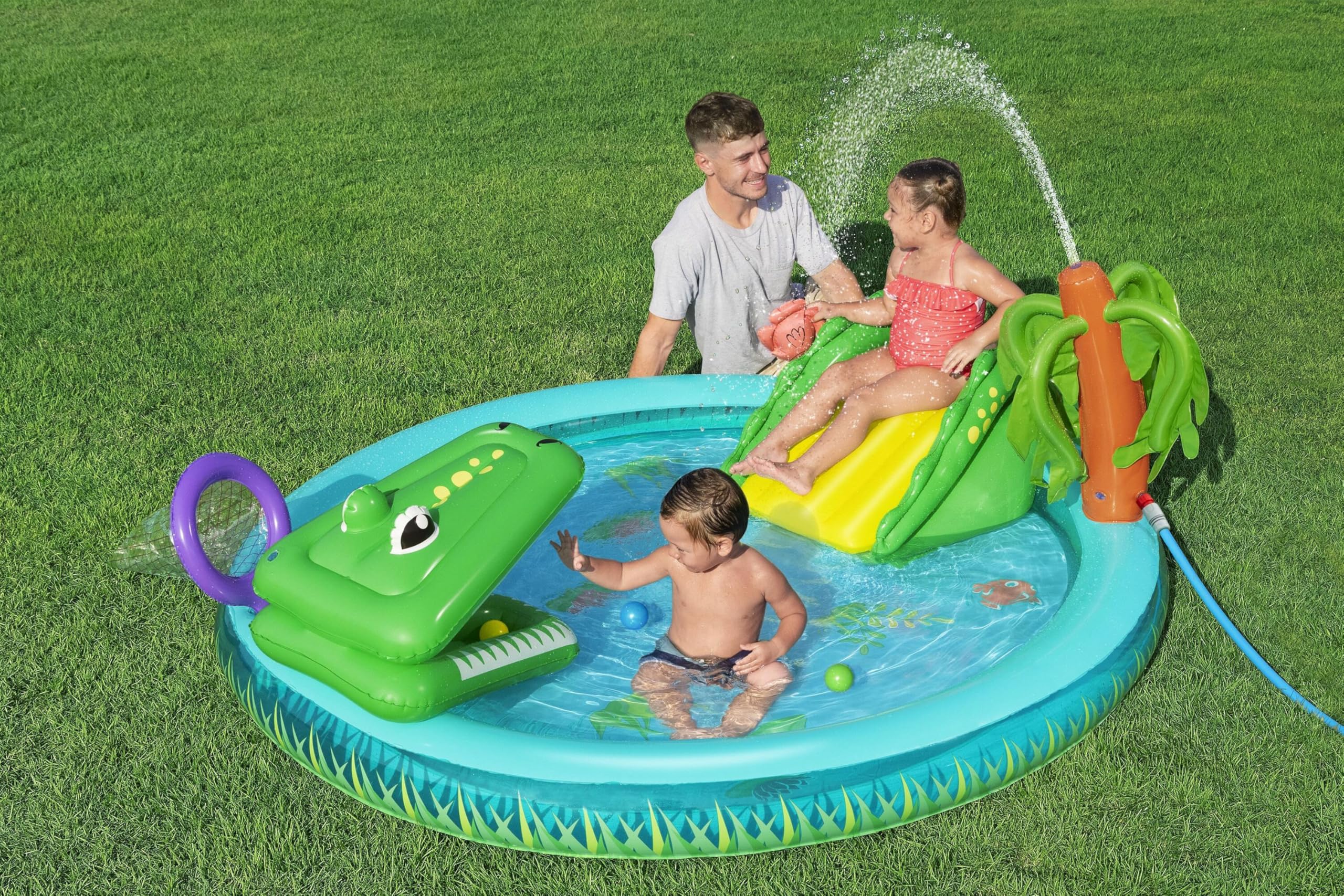 Bestway 53166 Playcenter gonfiabile con piscinetta Crocodile Cove - 2,24 m x 1,81 m x 72 cm, multicolor
