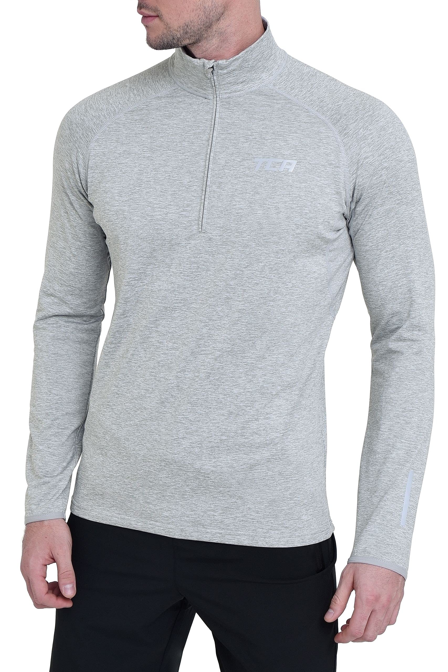 TCA Men's Winter Run Half-Zip Long Sleeve Running ReflectiveTraining Workout Outdoor Athletic Top - Tornado, M