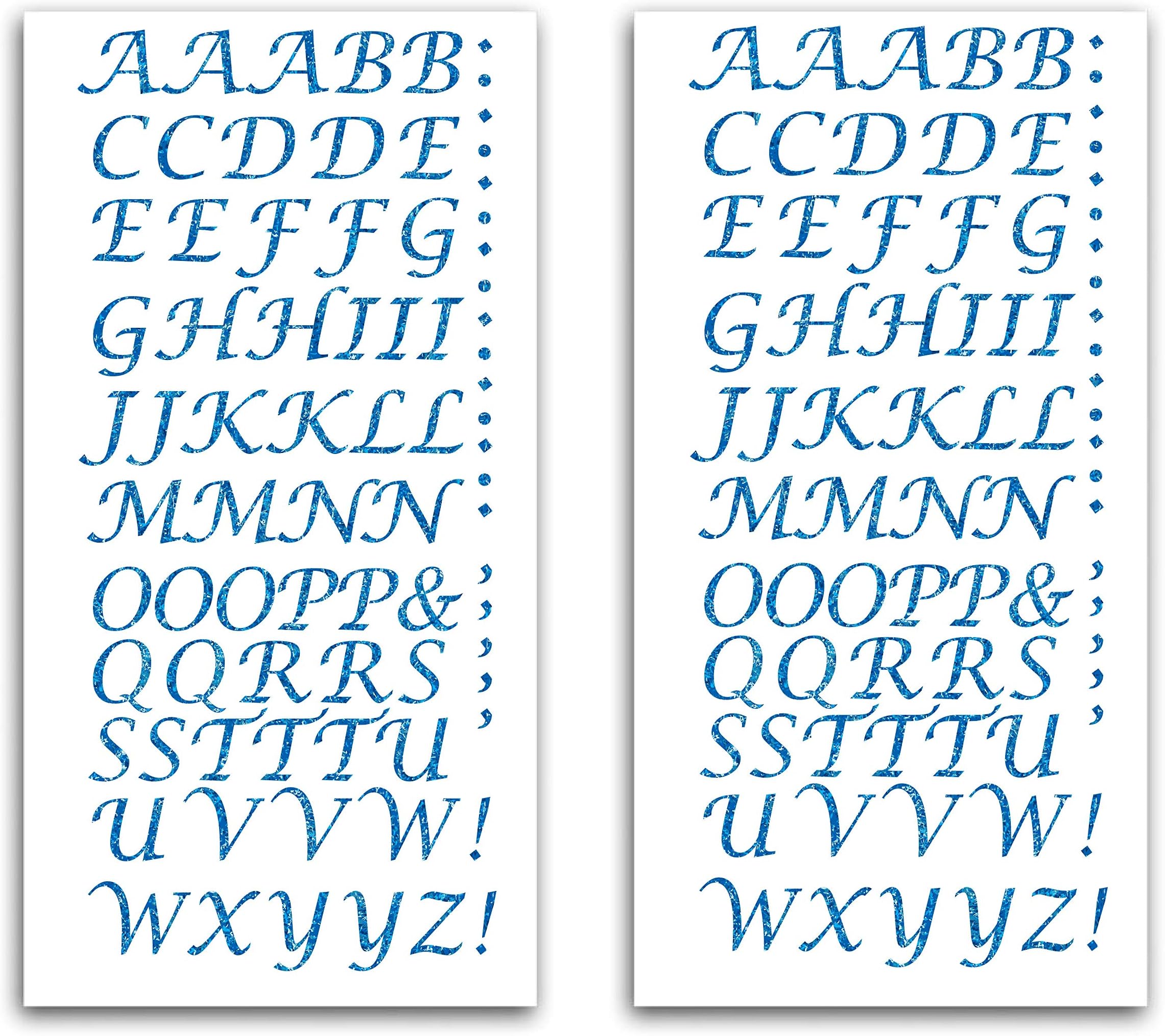 Peel and Stick Glitter Alphabet Letter Stickers for Grad Cap - Assorted Colors (Blue)