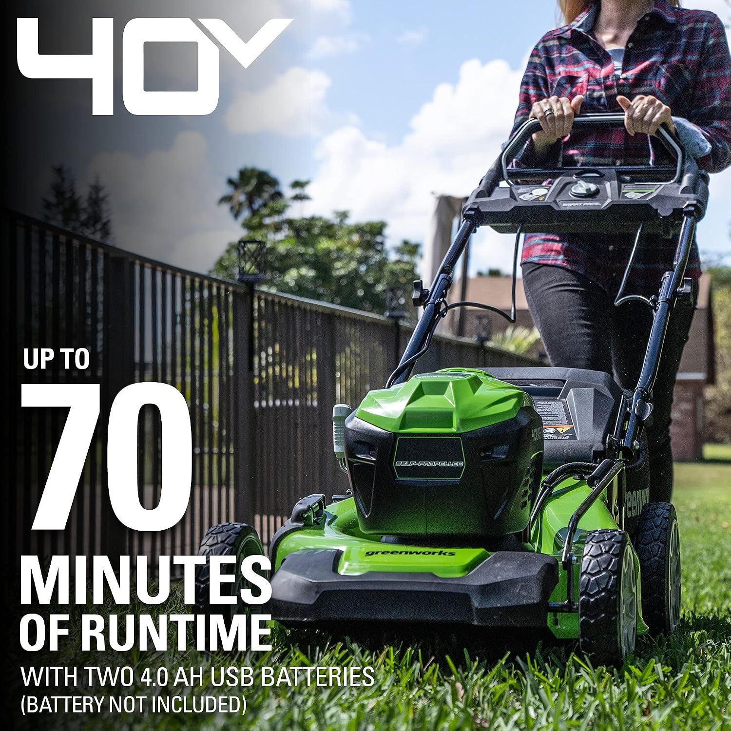 Greenworks MO40L03 Lawn Mower, Green