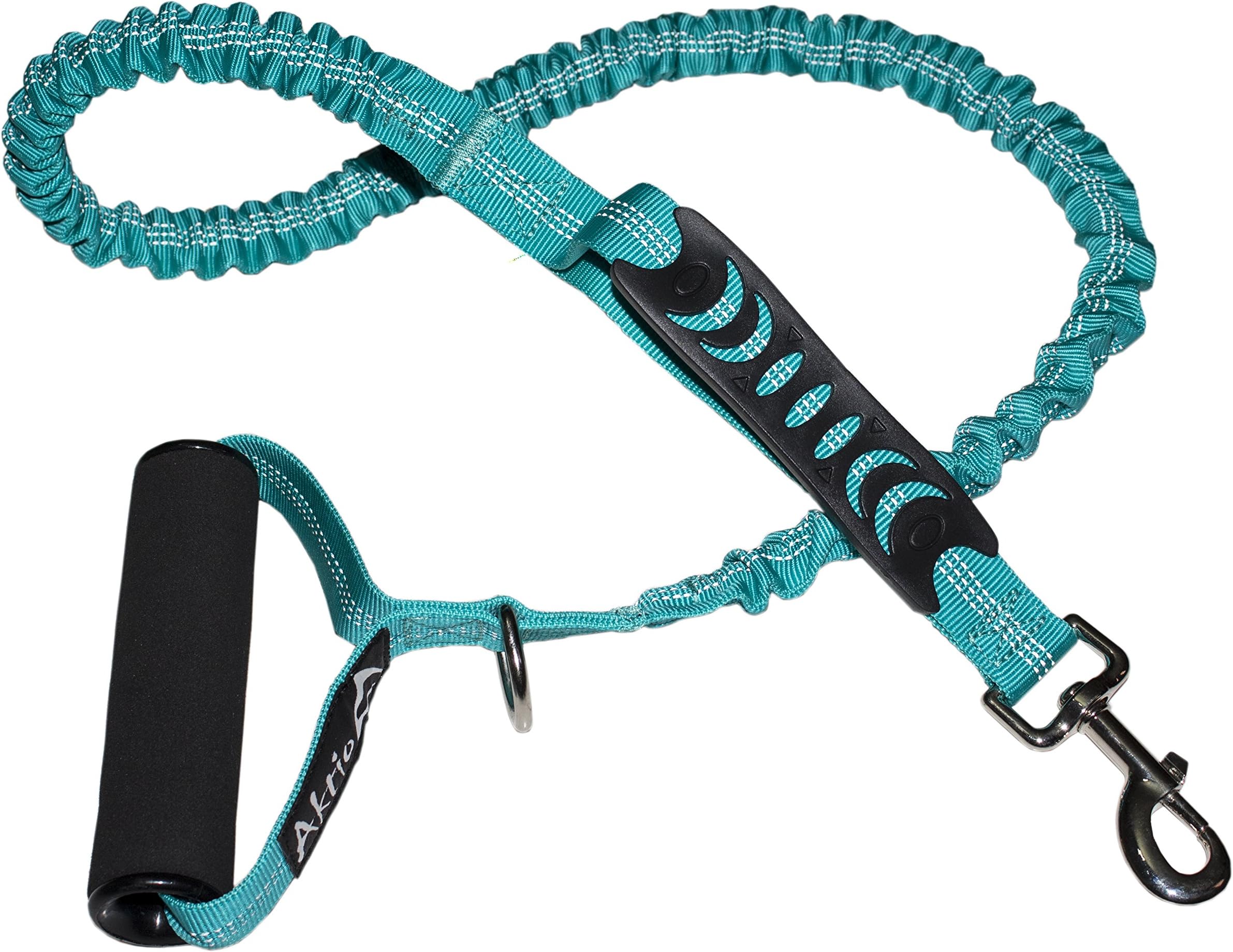 Aktio Pet Products Bungee Dog Lead/Leash, Beautiful Bright Colour, Comfortable Foam + Traffic Control Handles and Reflective Stitching - 48" Length, Shock Absorbing, 100% Nylon, Extra Strong!