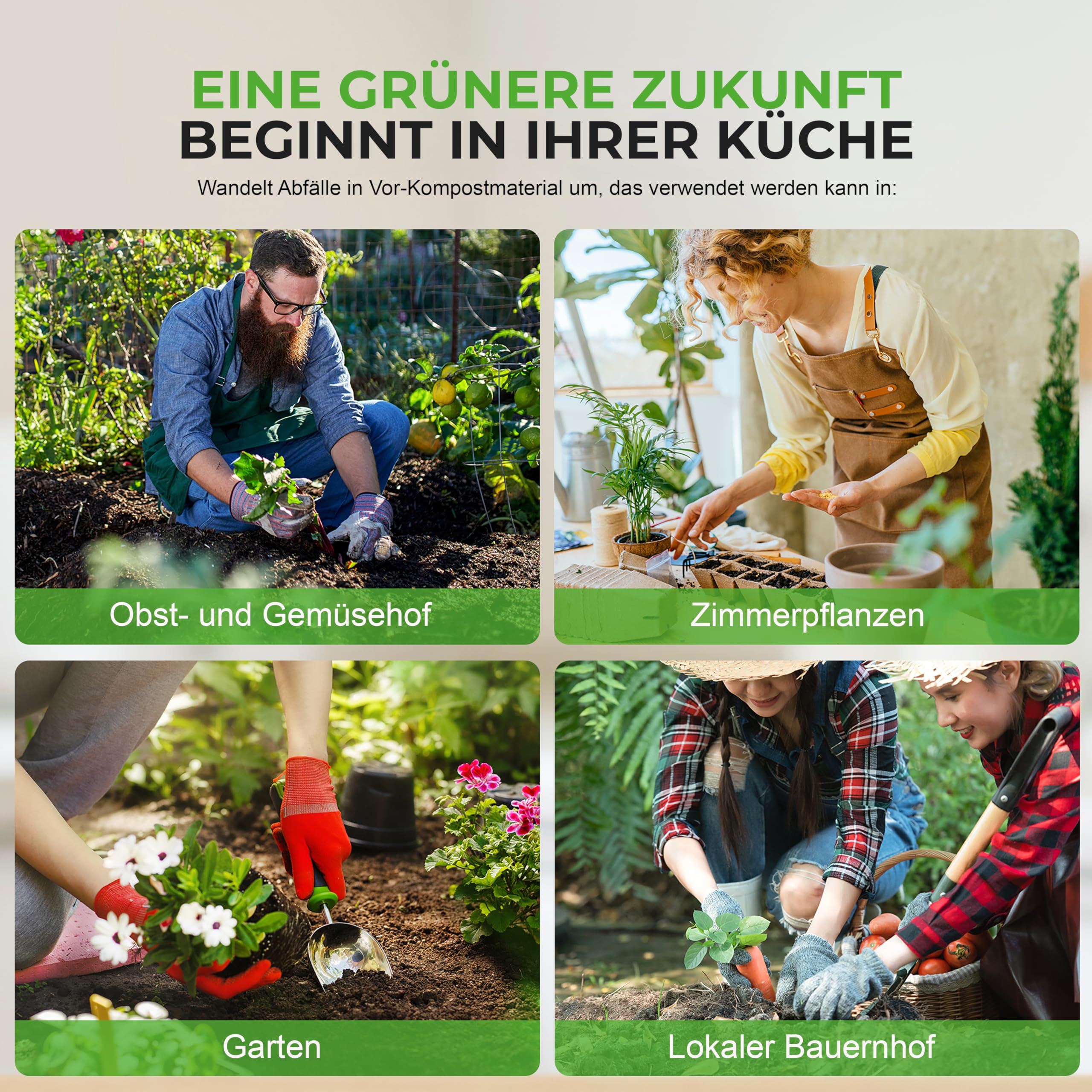 Nutrichef Elektrischer Komposter, 3L- Biomülleimer Küche, Komposteimer- Für Organisches Material & Lebensmittelreste, Küchenkomposter- mit Deckel, Komposter Küche Elektrisch, Selbstreinigungsmodus