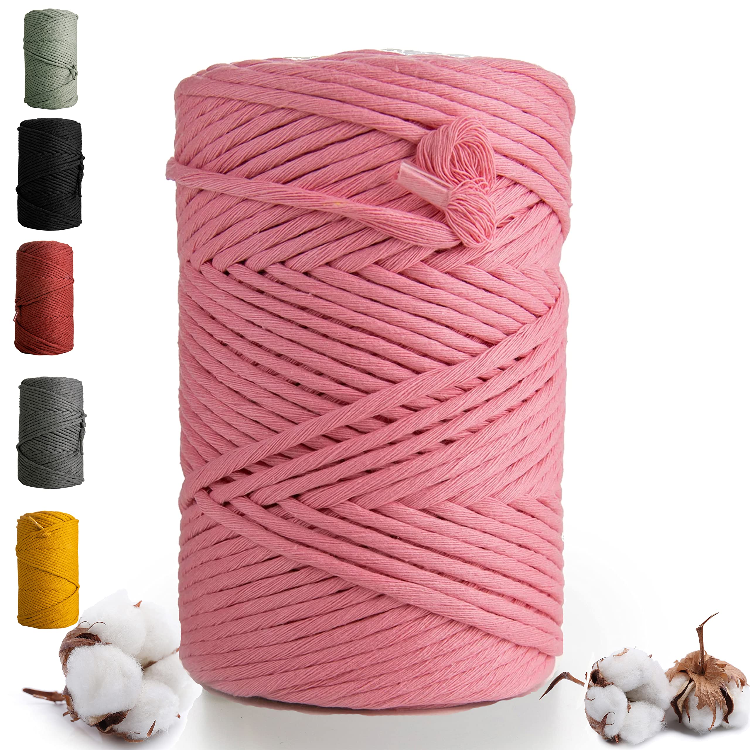 Ukropes Macrame Cord 3mm 140 Single Strand Twisted Macrame Cotton Rope, Dyed Craft String for Knitting, Crochet, Macramé for Handmade Wall Hanging, Dream Catcher, Plant Hangers, Kit, DIY projects