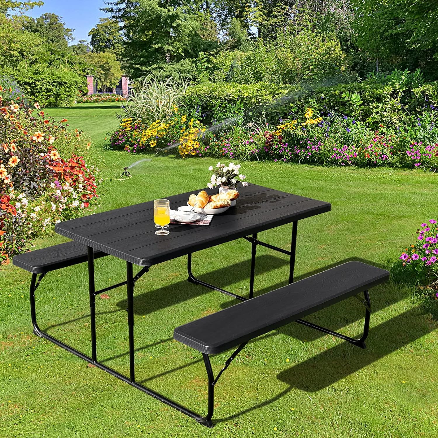 Camping Picnic Table Costway Foldable Picnic Table Bench Set