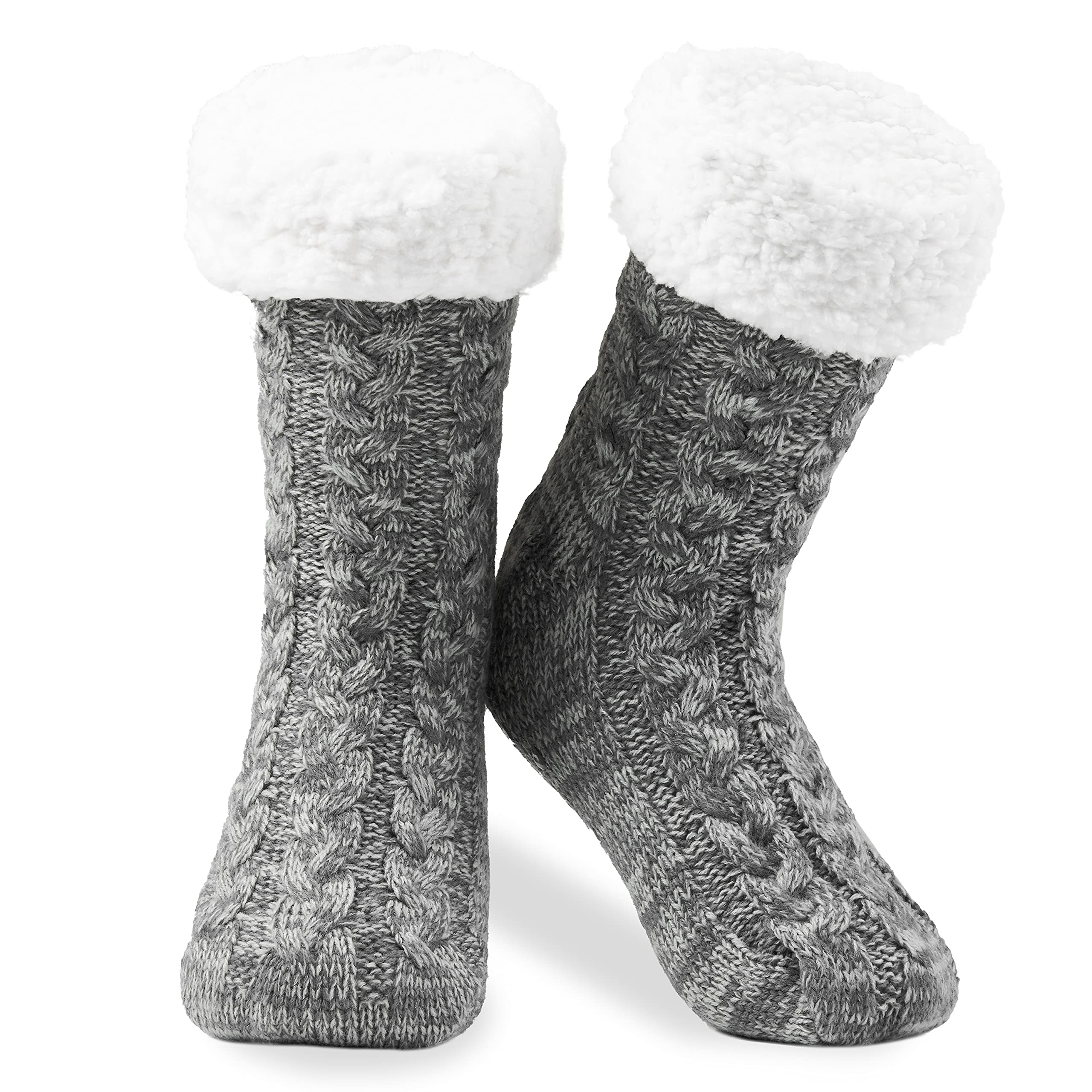 Citycomfort Women's Grey Marl Slipper Socks For Teenagers, Cosy Warm Fleece Lined Bed Socks - Gifts For Her (Grey Marl)
