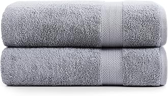 RAYMSTER LANE LINEN Bath Sheets Bathroom Towel Set- 2 Pack 100% Cotton Extra Large Towels, Oversized Luxury Towels Set, Shower Sets for Bathroom, 35x66 - Black (Grey, 2 Piece Bath Sheet)