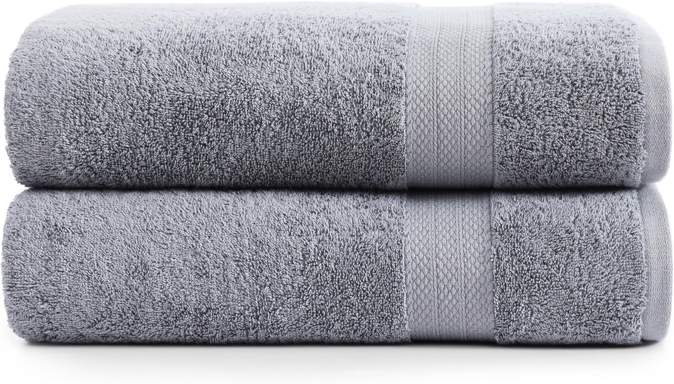 RAYMSTER LANE LINEN Bath Sheets Bathroom Towel Set- 2 Pack 100% Cotton Extra Large Towels, Oversized Luxury Towels Set, Shower Sets for Bathroom, 35x66 - Black (Grey, 2 Piece Bath Sheet)