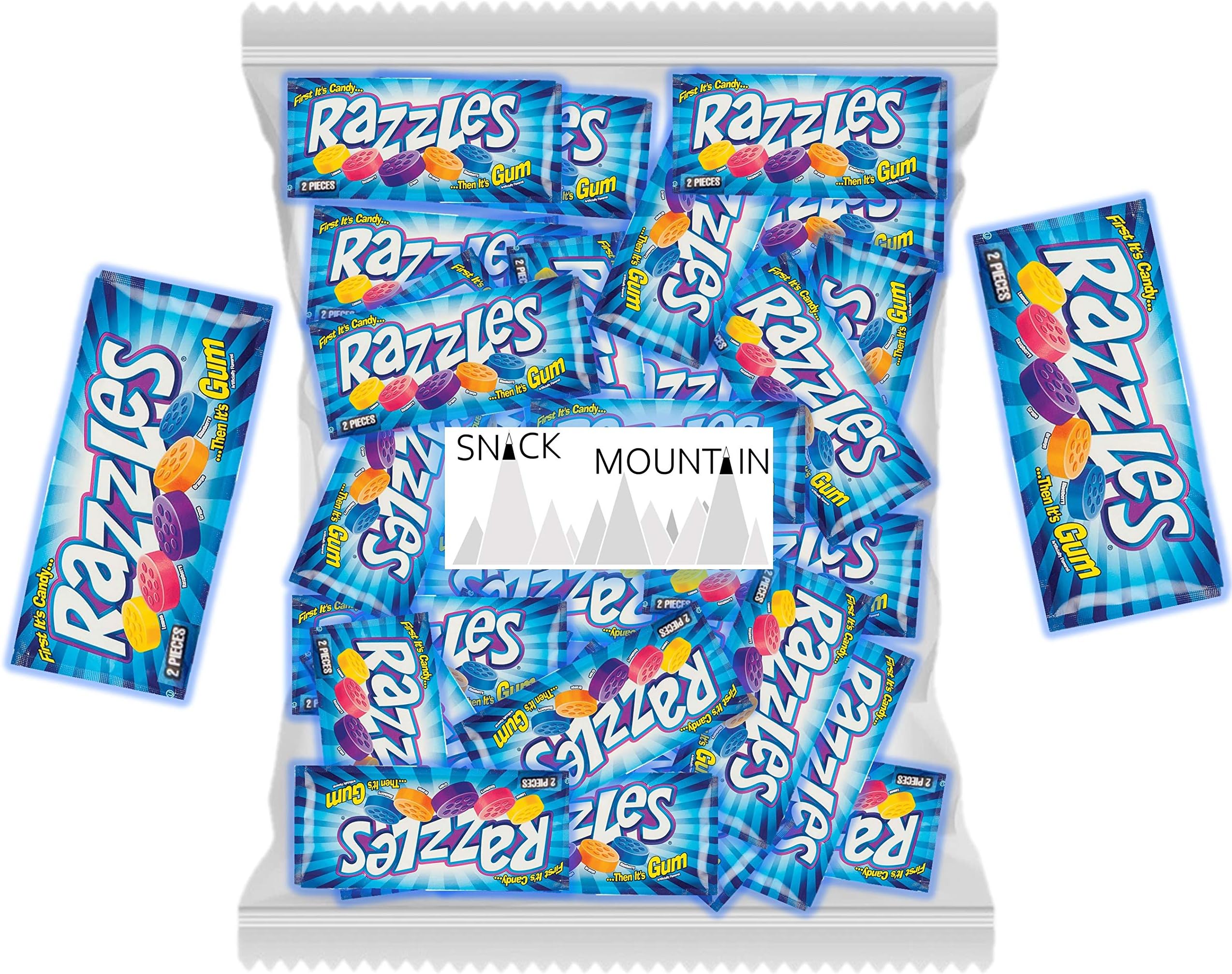 Razzle Candy Gum Individually Wrapped (40 Packs) -Snack Mountain - FUN SIZE!
