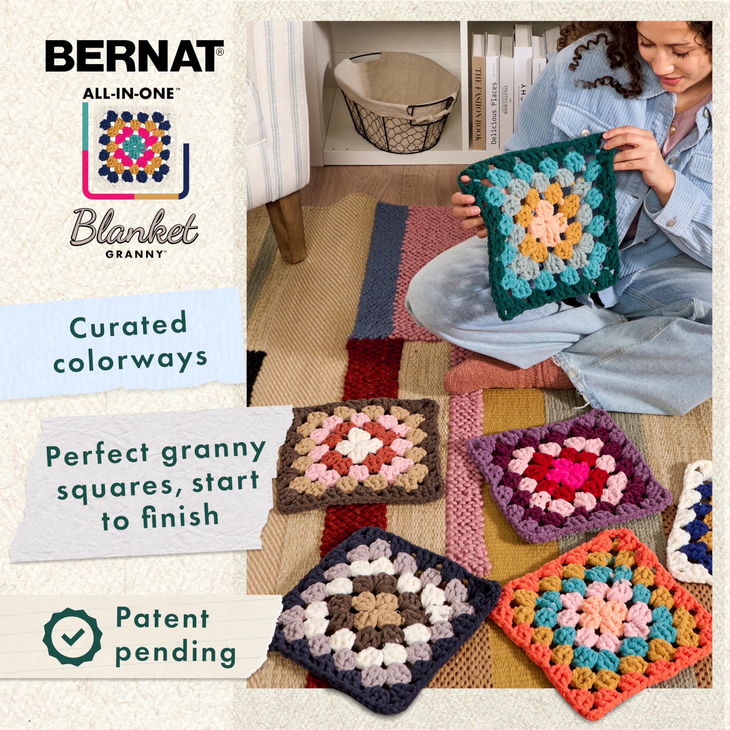 Amazon.com: Bernat All in One Blanket Granny Throwback Yarn - 2